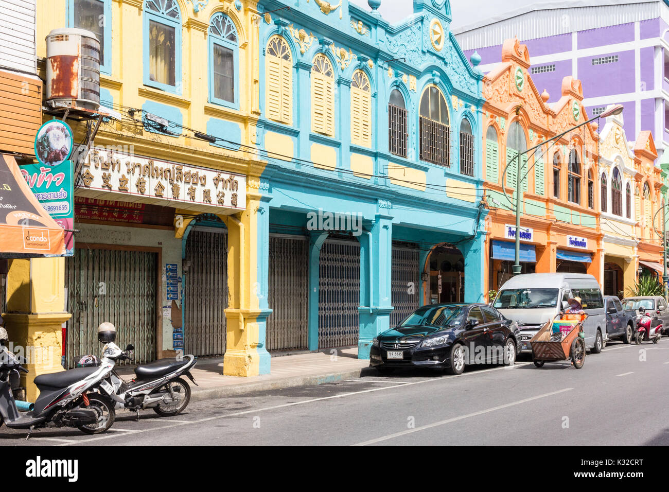 L'architecture de la CINA Peranakan (Straits Chinois) dans la région de Hat Yai, Thaïlande Banque D'Images