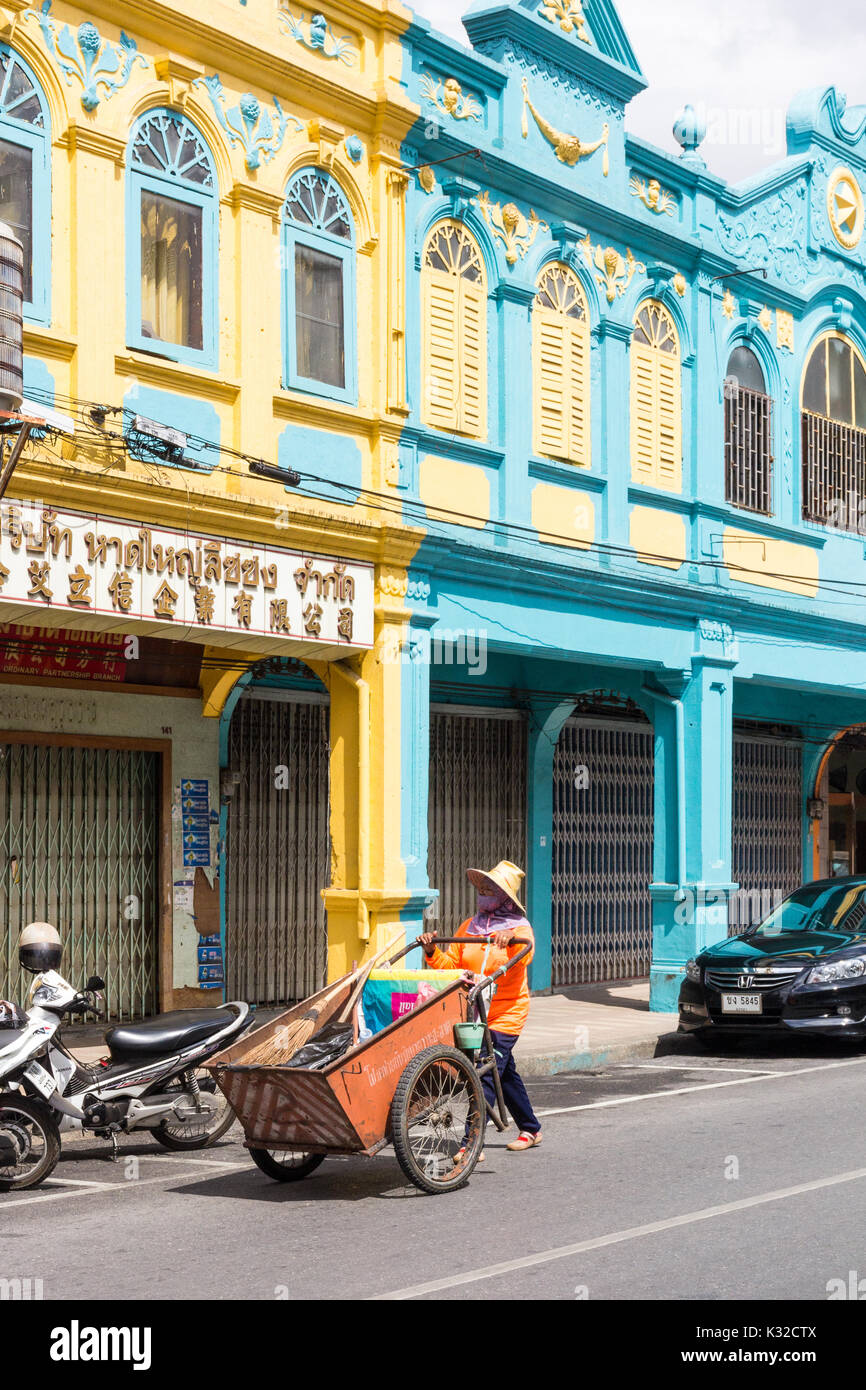 L'architecture de la CINA Peranakan (Straits Chinois) dans la région de Hat Yai, Thaïlande Banque D'Images