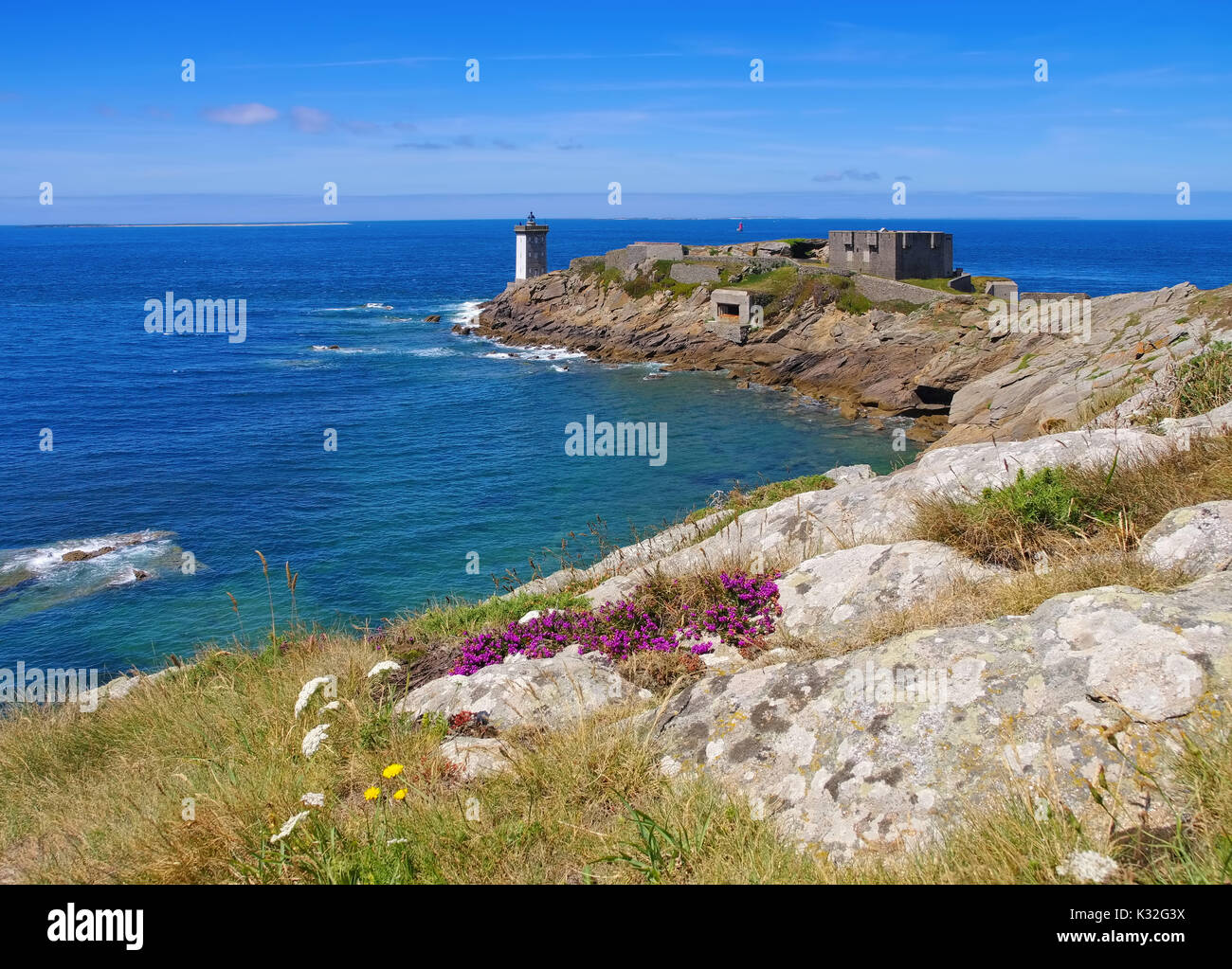 Le phare de Kermorvan en Bretagne, France Banque D'Images