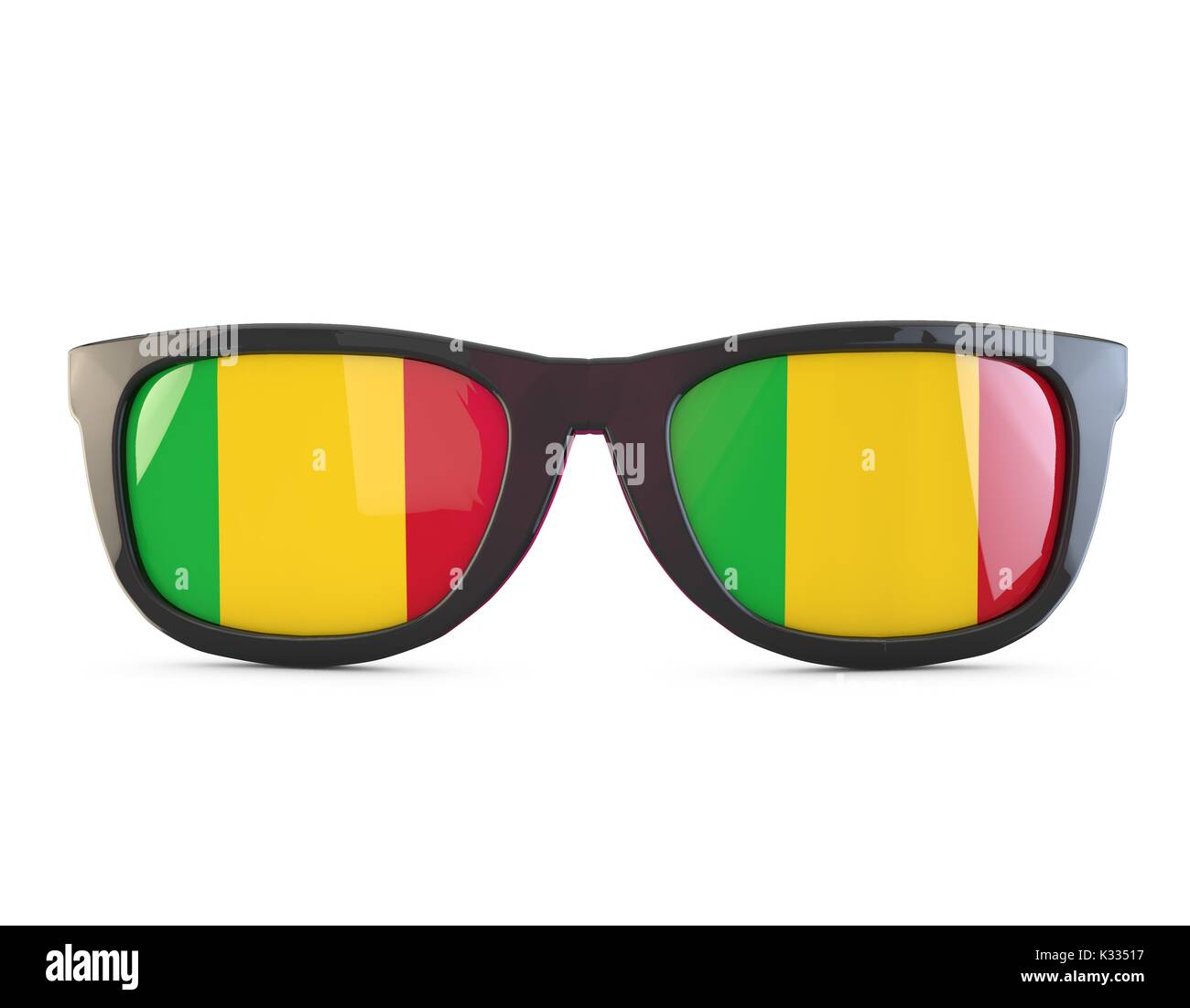 Drapeau Mali lunettes de soleil. Le Rendu 3D Banque D'Images