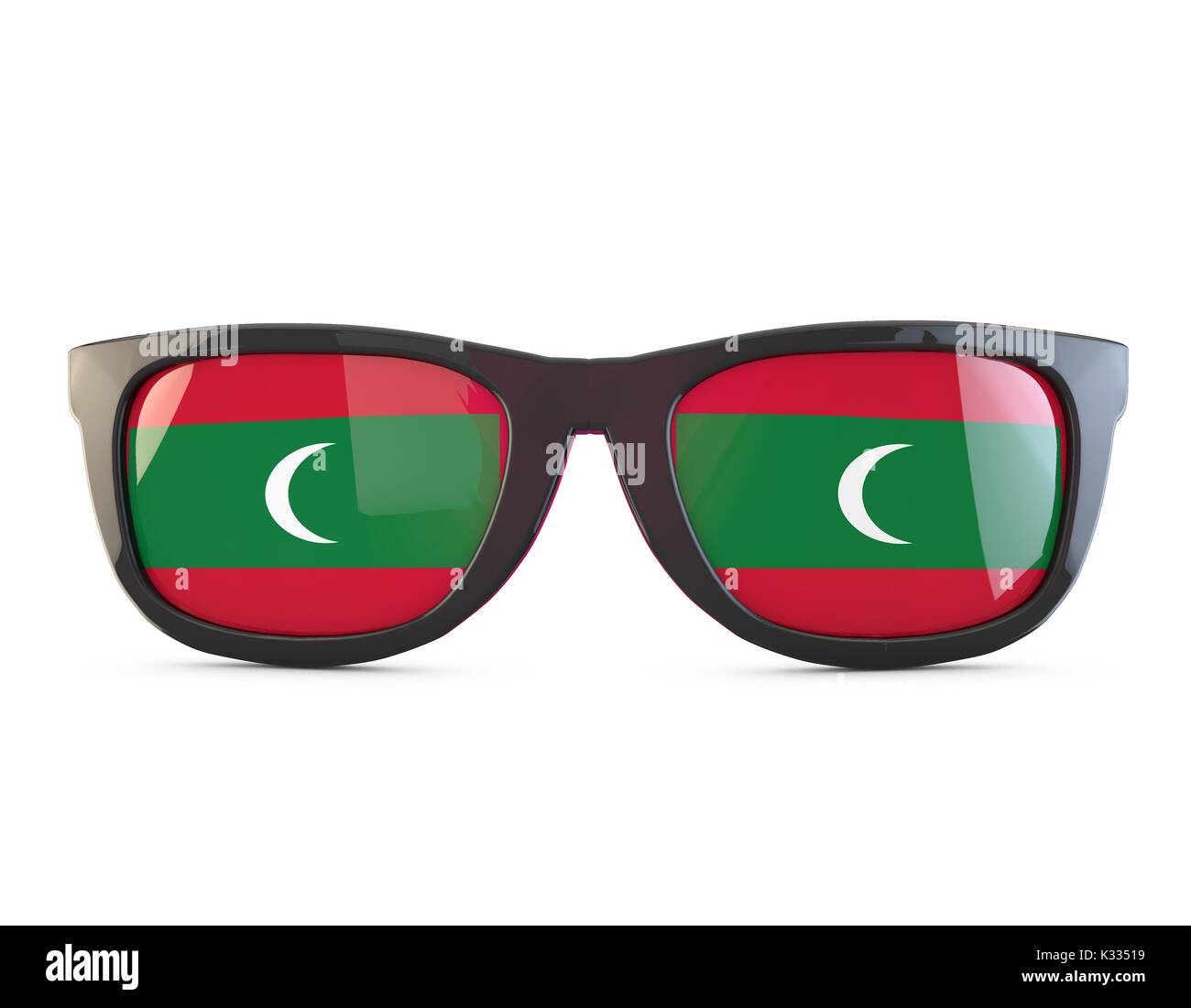 Maldives flag lunettes de soleil. Le Rendu 3D Banque D'Images