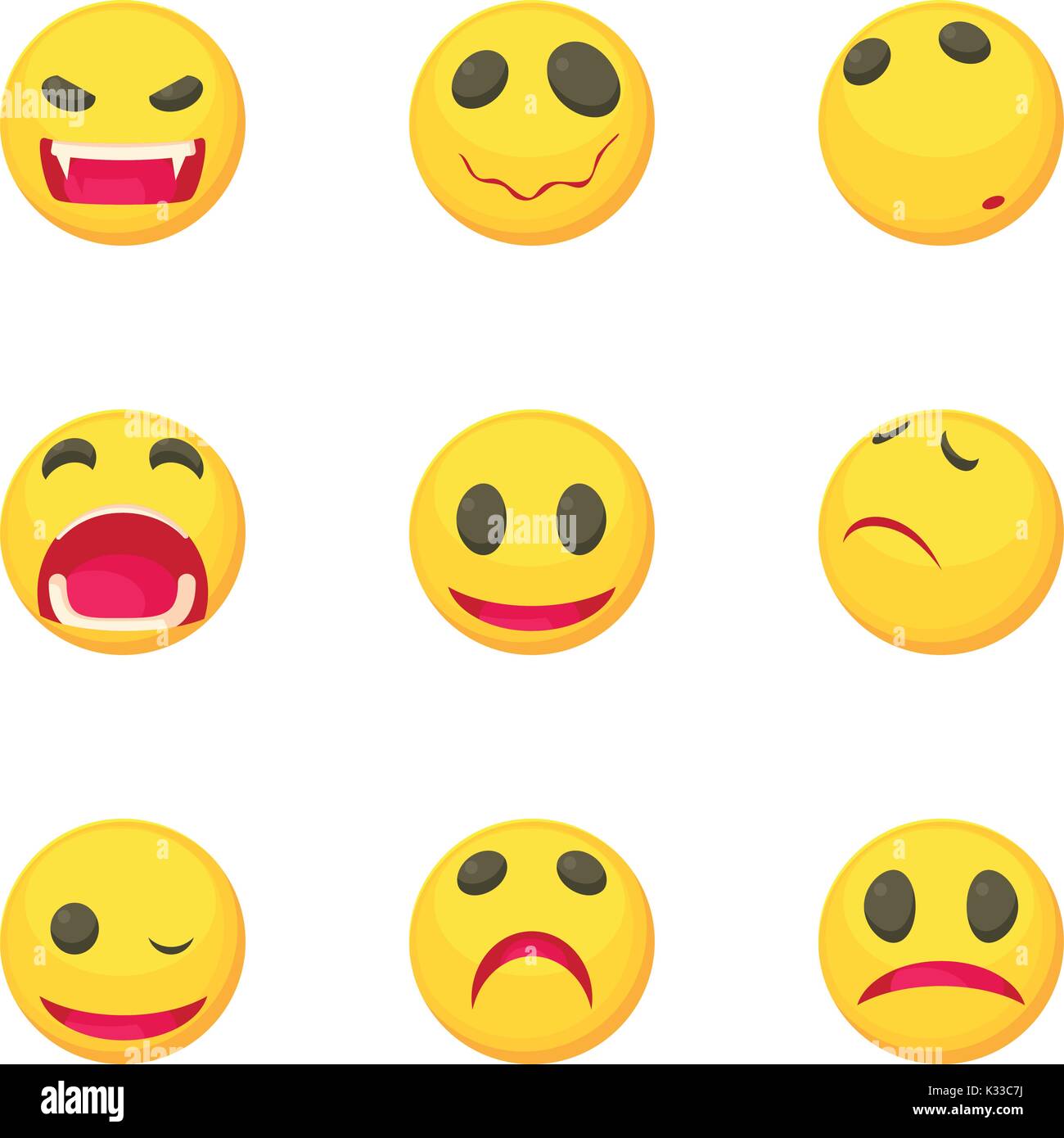 Icônes emoji Funny cartoon style, Illustration de Vecteur
