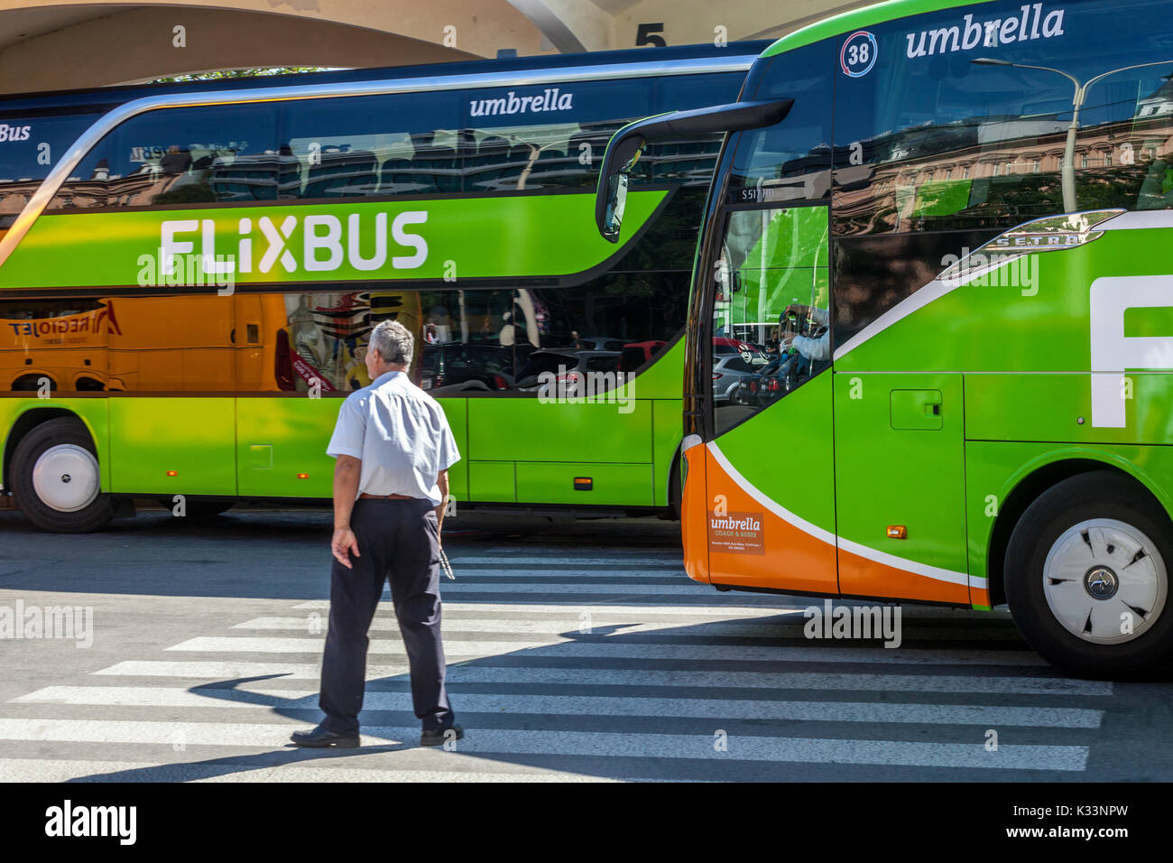 Brno République tchèque, Flixbus coach, Bus station Banque D'Images