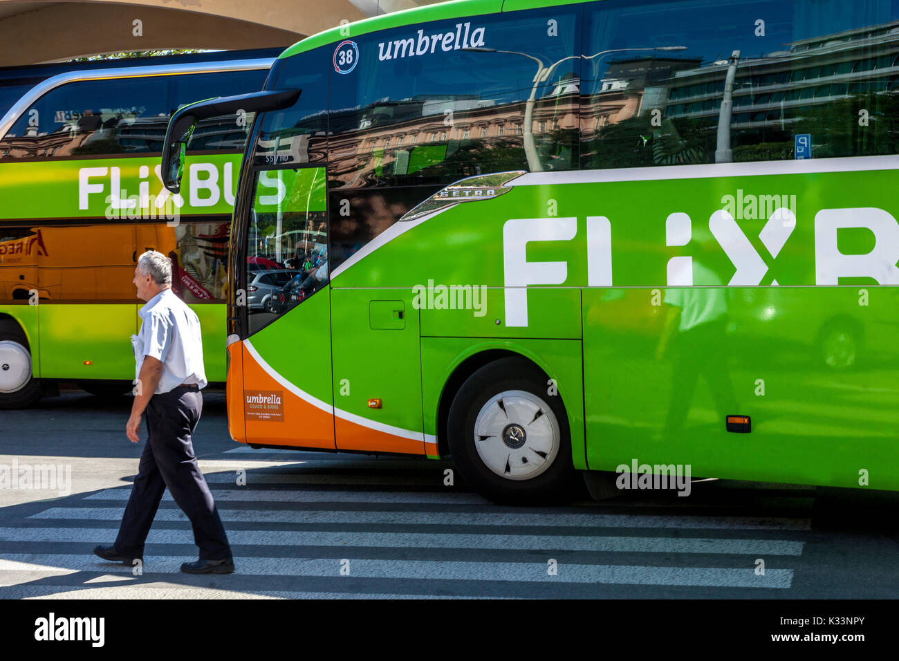 Brno, République tchèque, Flixbus autocar, Bus station Banque D'Images