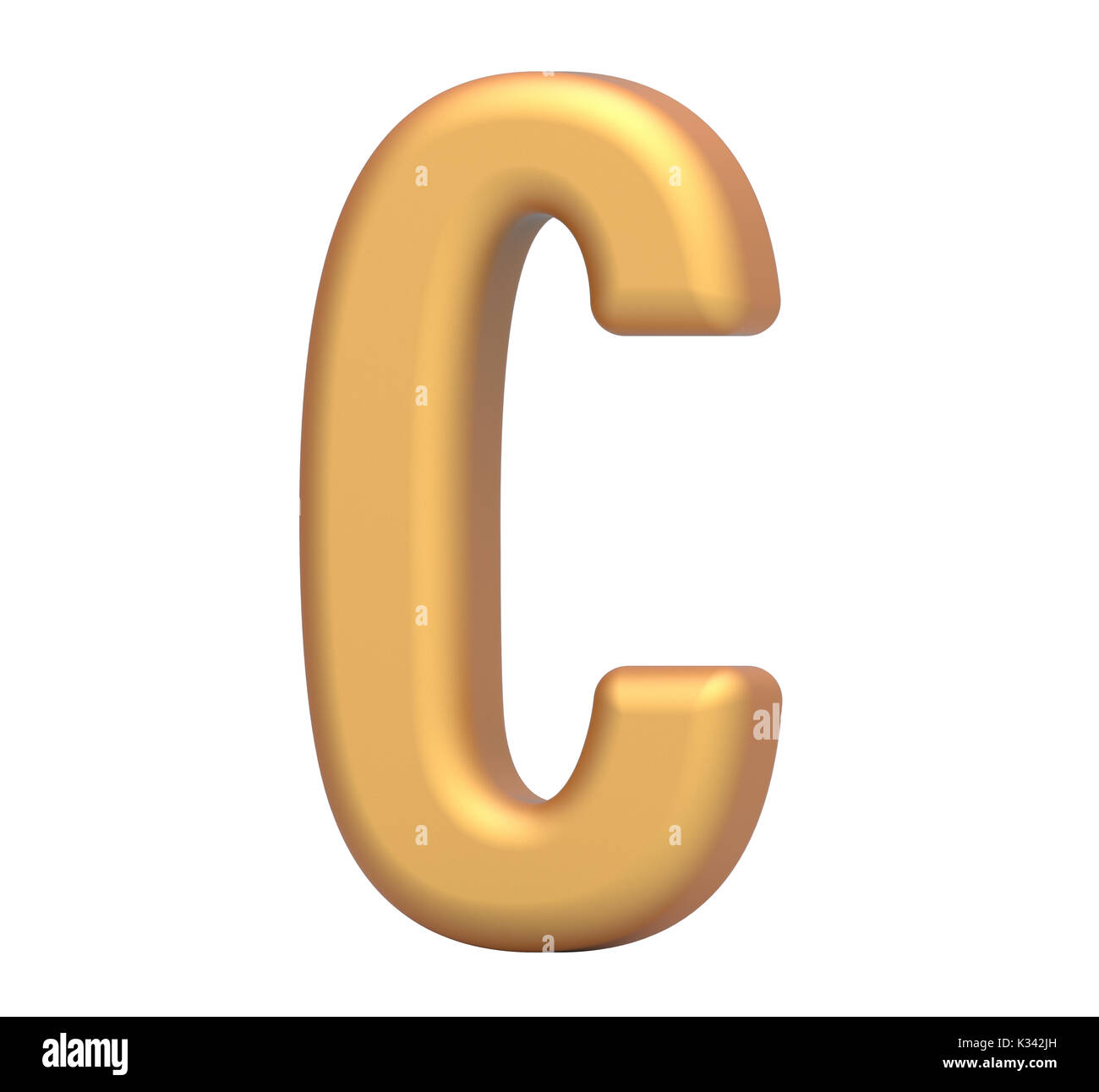 Golden lettre C, rendu 3D fine et haute, l'alphabet en couleur or mat Banque D'Images