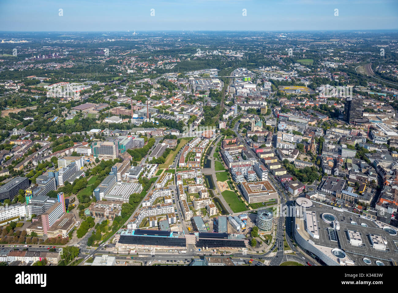 Funke Media, Essen, vert centre de Essen, quartier universitaire, près de l'université d'Essen, Essener Innenstadt, Funke-Medien FunkeMedien-Campus,, Ruhrgebie Banque D'Images