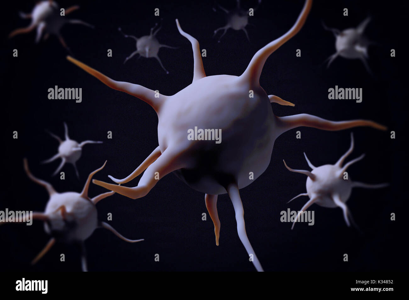 Le virus de l'arrière-plan des cellules microscopiques fond sombre Banque D'Images