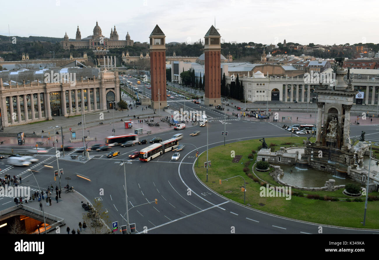 Monument situé sur la plaza España de Barcelone Banque D'Images