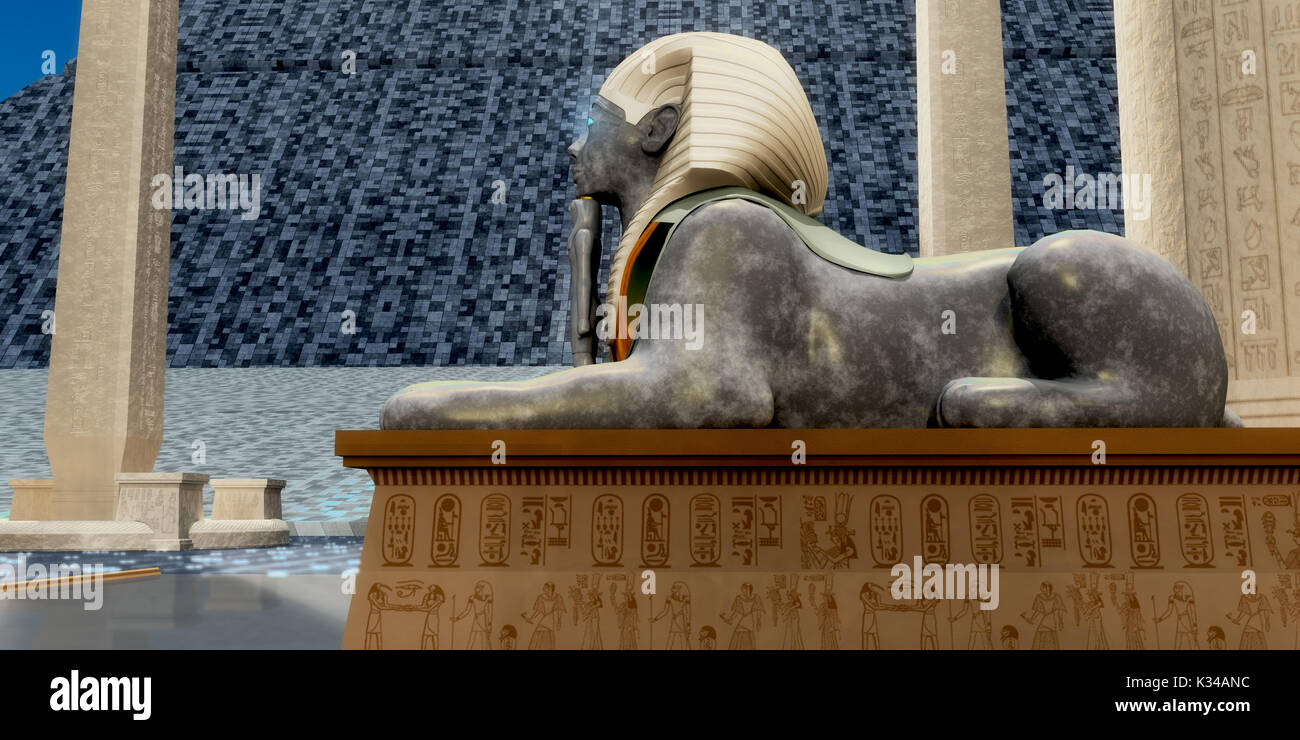 Sphinx égyptien Statue - une statue de Sphinx égyptien est l'un des gardiens du tombeau de pharaon dans l'Egypte ancienne. Banque D'Images