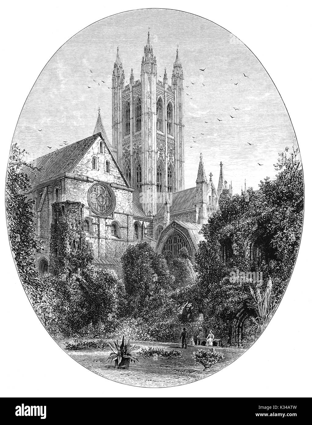 1870 : La Cloche Harry est connu comme en vertu de l'original donné par Bell en 1288 avant de Henry Eastry, pour être accroché sur le toit de la tour telle qu'elle était alors. Il a été conçu par l'architecte John Wastell et achevé en 1498. La Cathédrale de Canterbury, Kent, Angleterre Banque D'Images