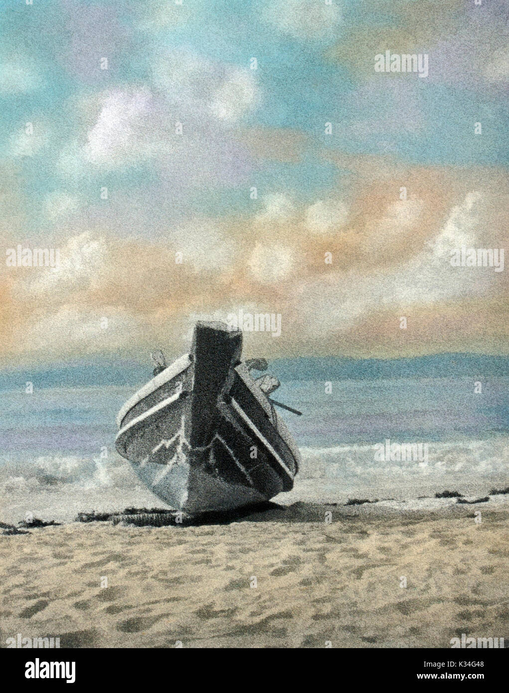 Part photo colorée de bateaux de pêche thaïlandais sur la plage à marée basse Banque D'Images