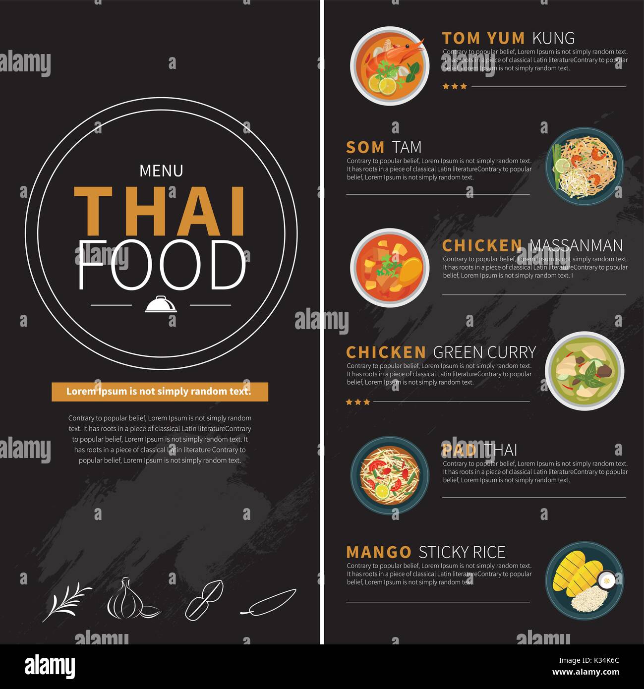 Menu de la nourriture thaïe Illustration de Vecteur