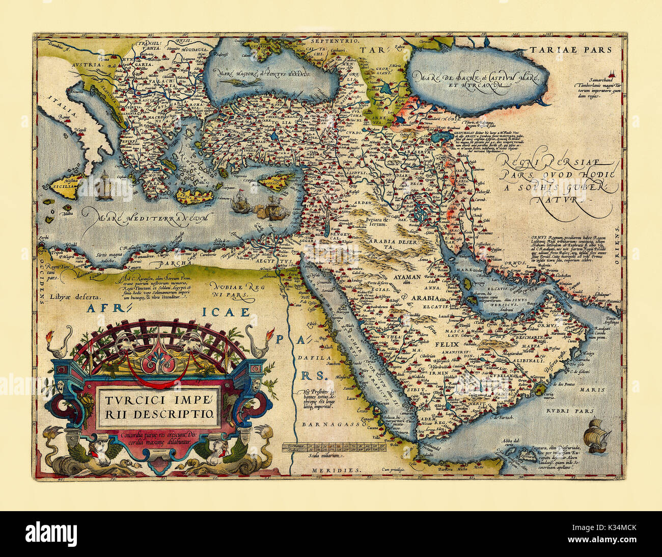 Carte ancienne de Moyenorient (l'âge de l'empire Ottoma) en excellent