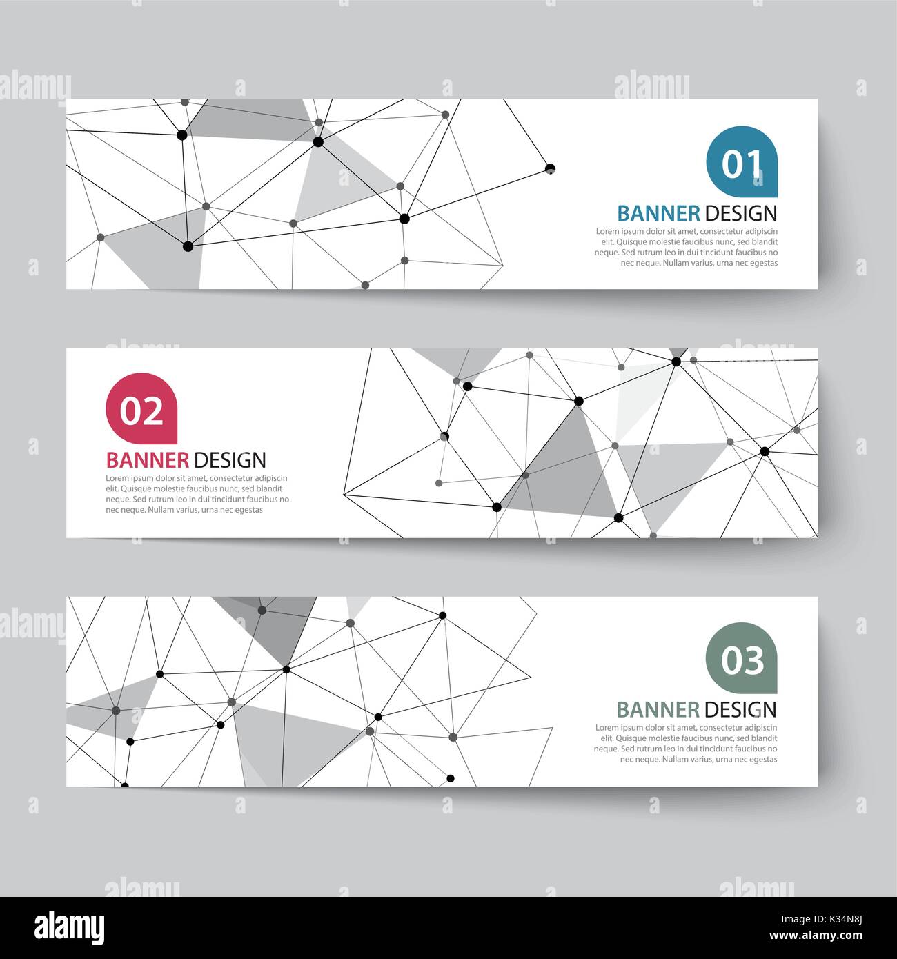 Jeu de bannières avec wireframe résumé Illustration de Vecteur