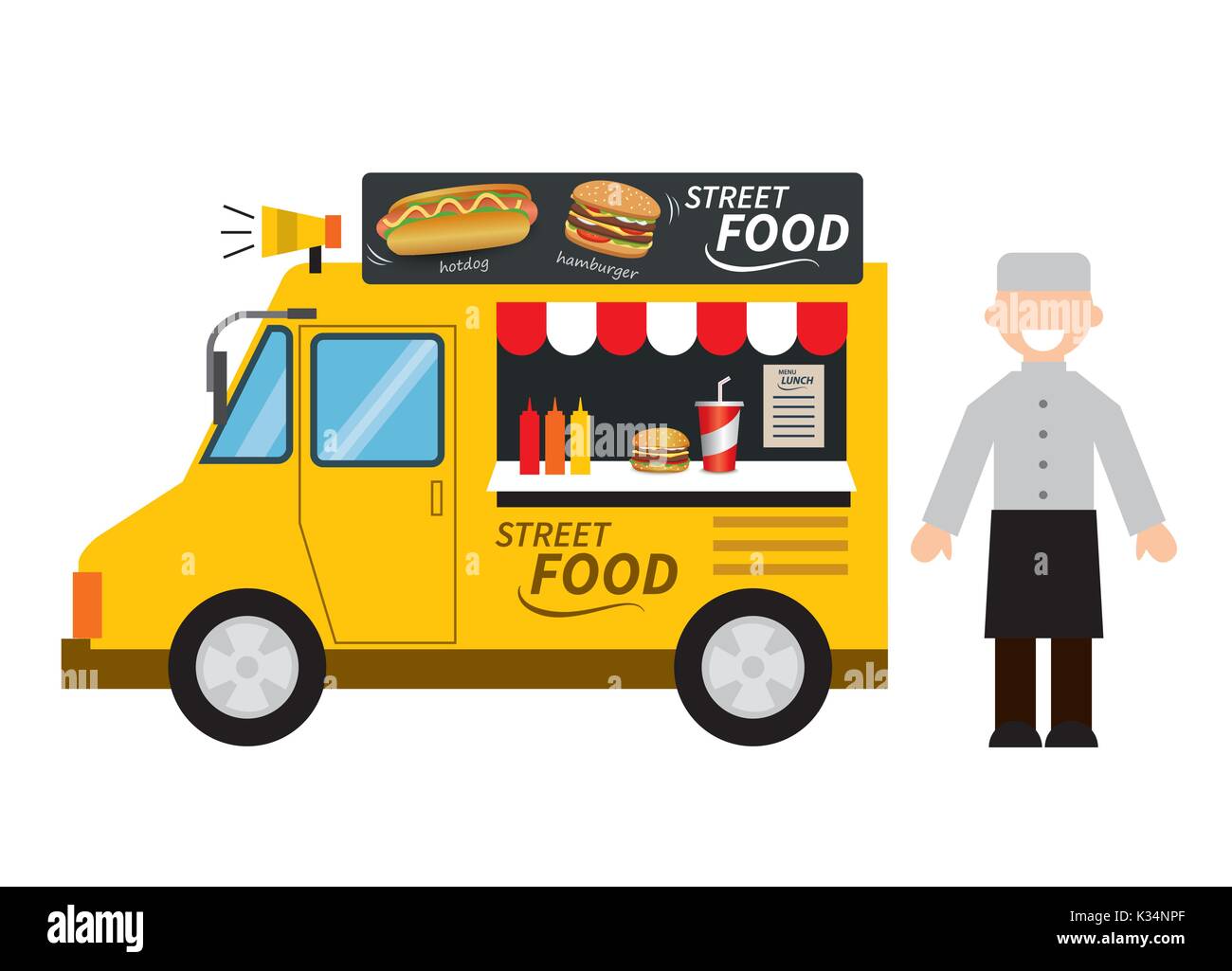 Camion alimentaire,hamburger hot-dog, l'alimentation de rue Illustration de Vecteur