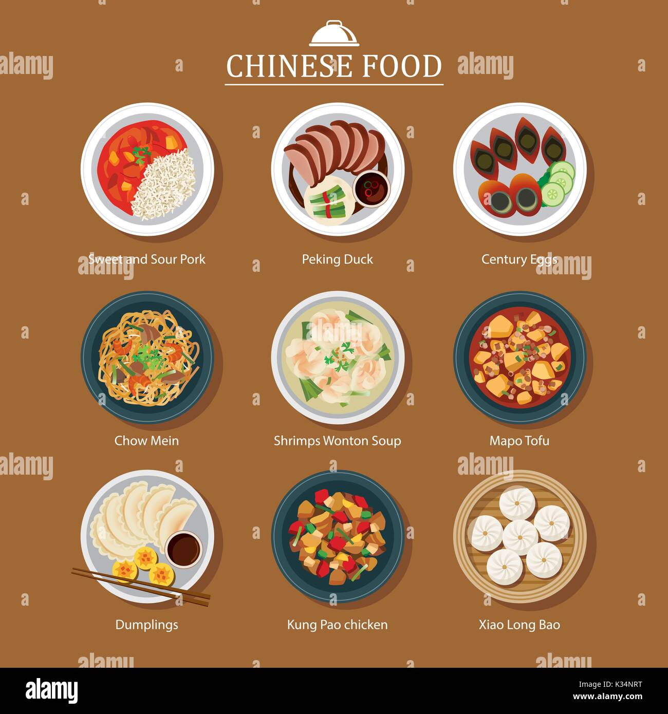 Set de cuisine chinoise Illustration de Vecteur