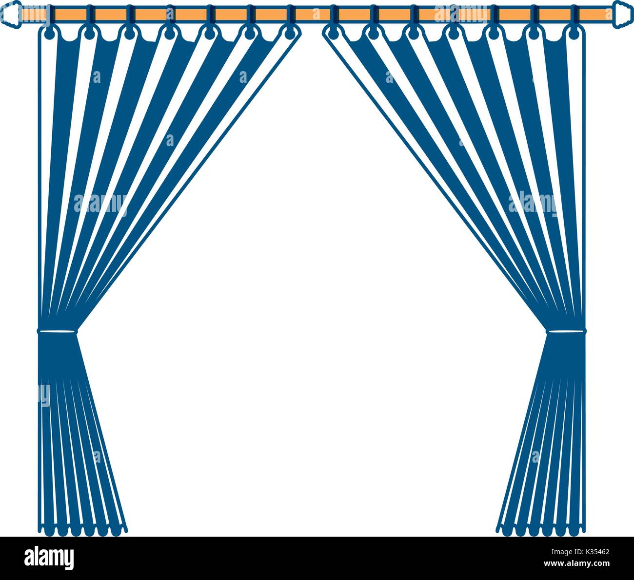 L'ouverture du rideau de décoration prix tenant dans un poteau section couleur silhouette sur fond blanc Illustration de Vecteur