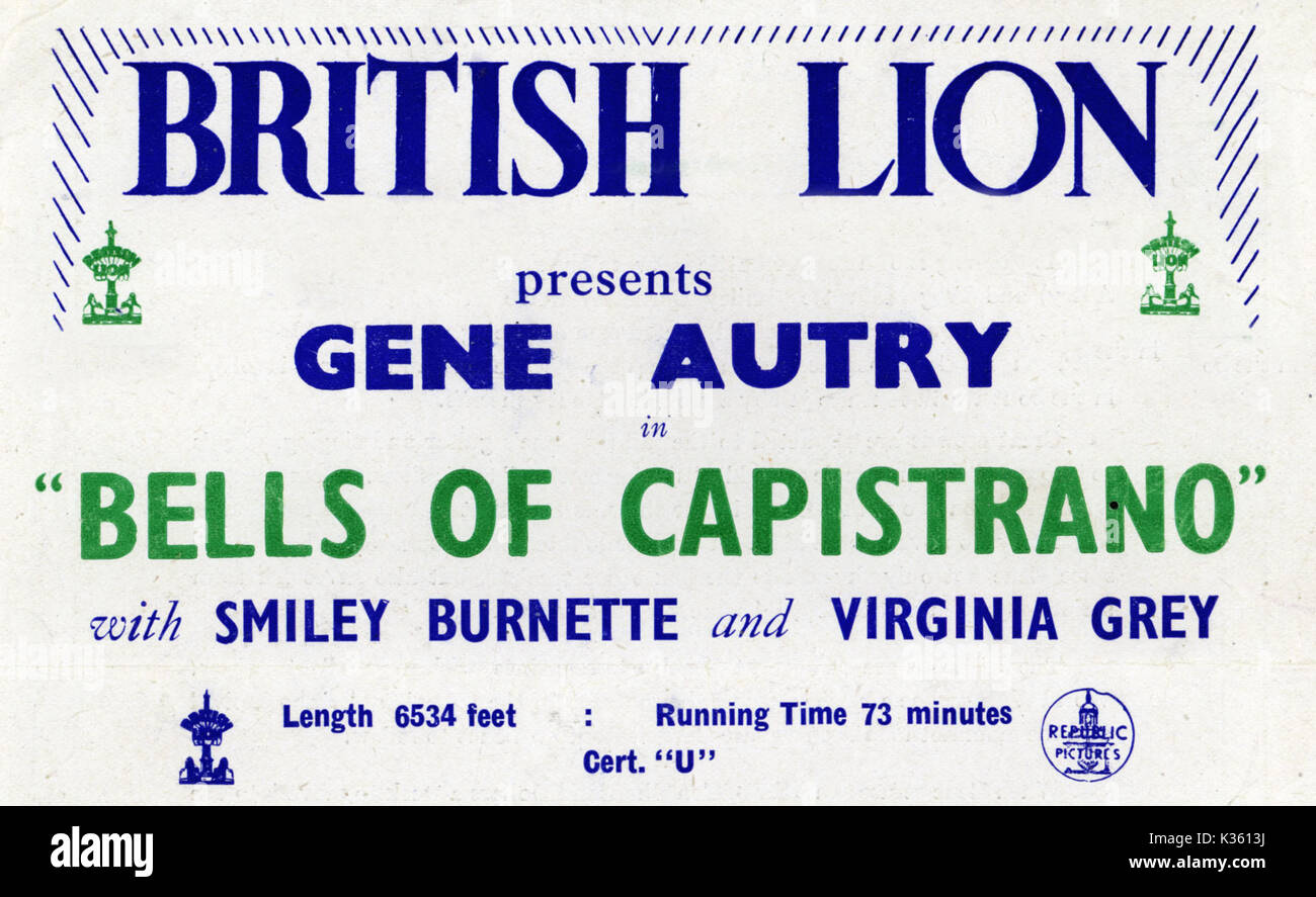 Cloches DE CAPISTRANO Date : 1942 Banque D'Images