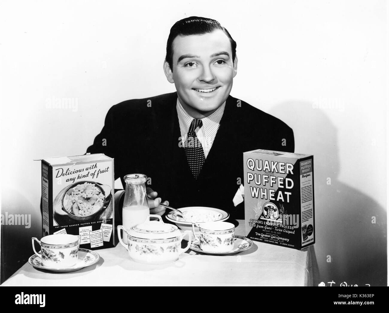 RALPH BYRD QUAKER OAT PUBLICITÉ SOUFFLÉ CÉRÉALES PETIT DÉJEUNER Banque D'Images