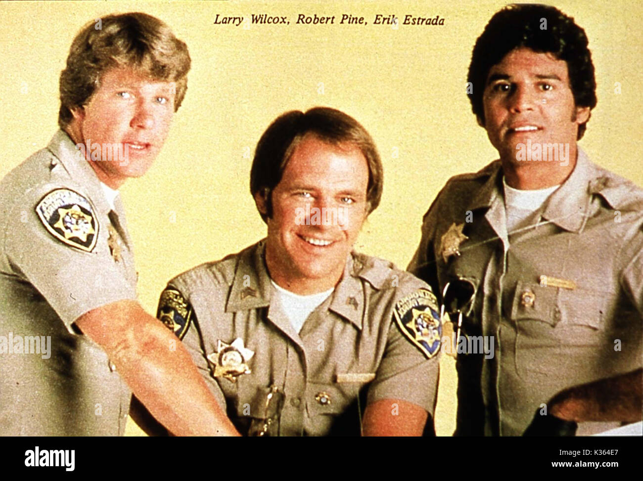 Plaquettes LARRY WILCOX, ROBERT PINE, Erik Estrada Banque D'Images