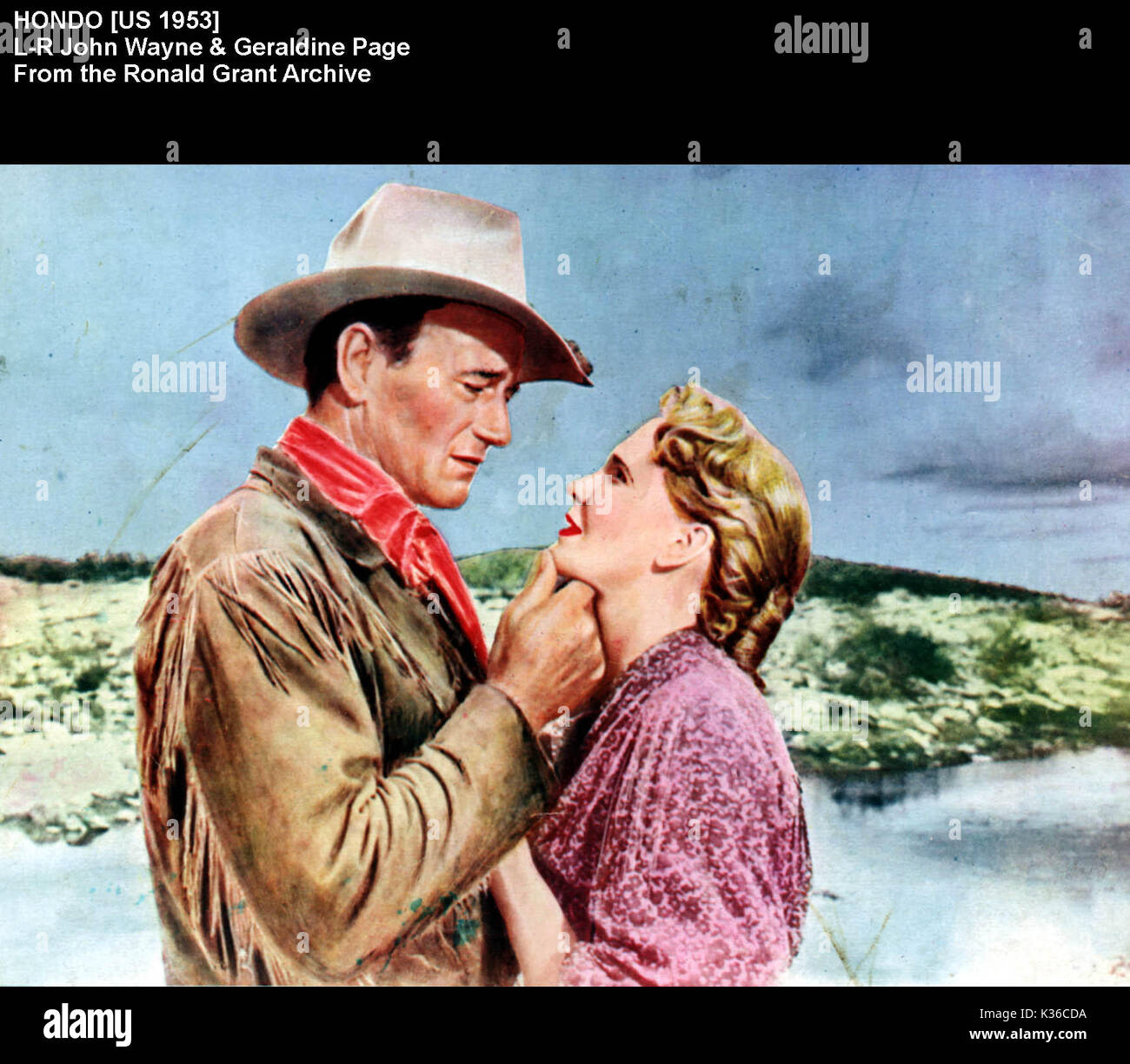 HONDO L-R,JOHN WAYNE, GERALDINE PAGE Banque D'Images