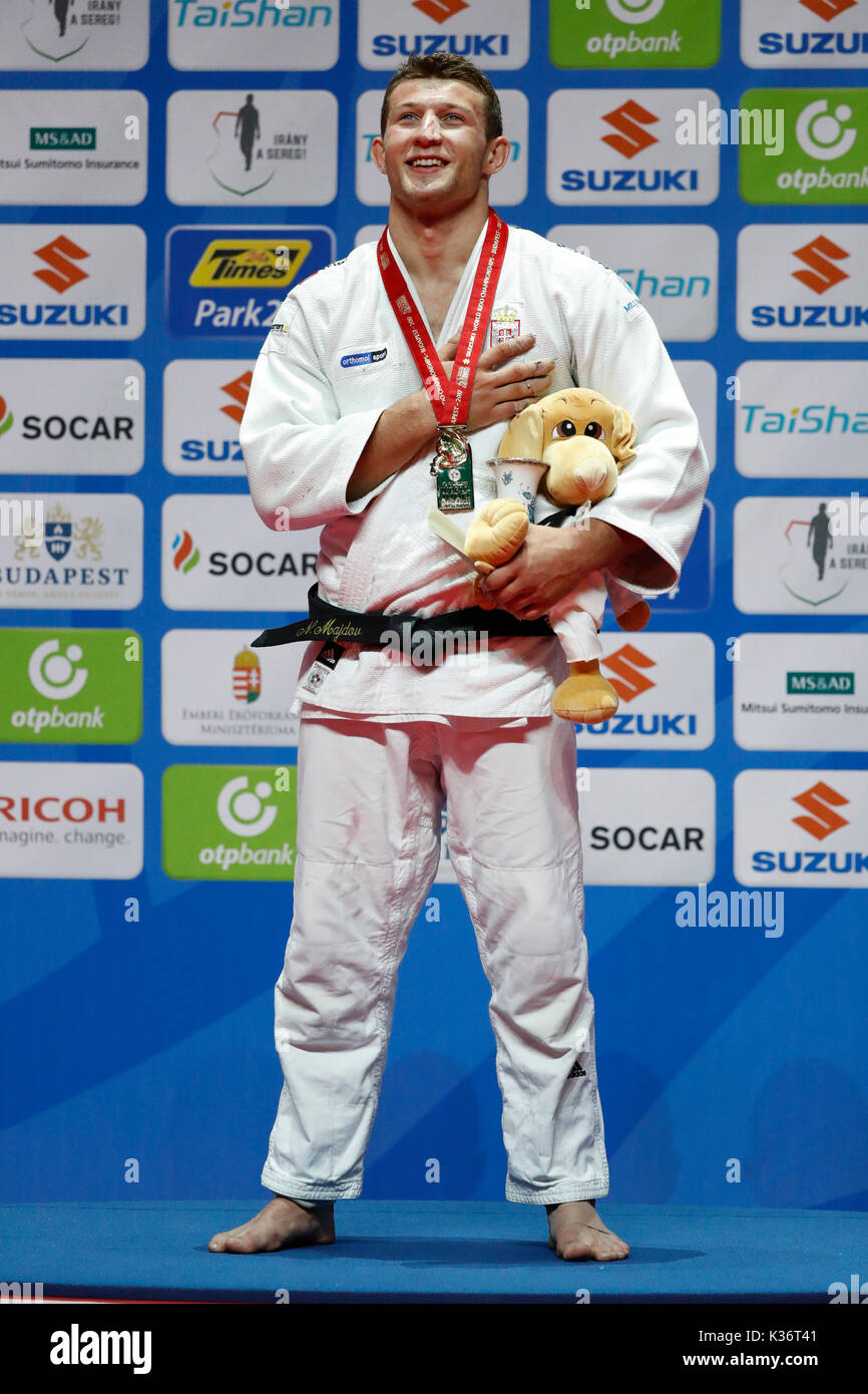 Budapest, Hongrie. Du 1er septembre 2017. Nemanja Majdov (SRB), 1 septembre 2017 - SUZUKI : Judo Championnat du monde de judo 2017 Budapest Men's -90kg remise de médaille au Sport Arena Budapest à Budapest, Hongrie. Credit : Yusuke Nakanishi/AFLO SPORT/Alamy Live News Banque D'Images