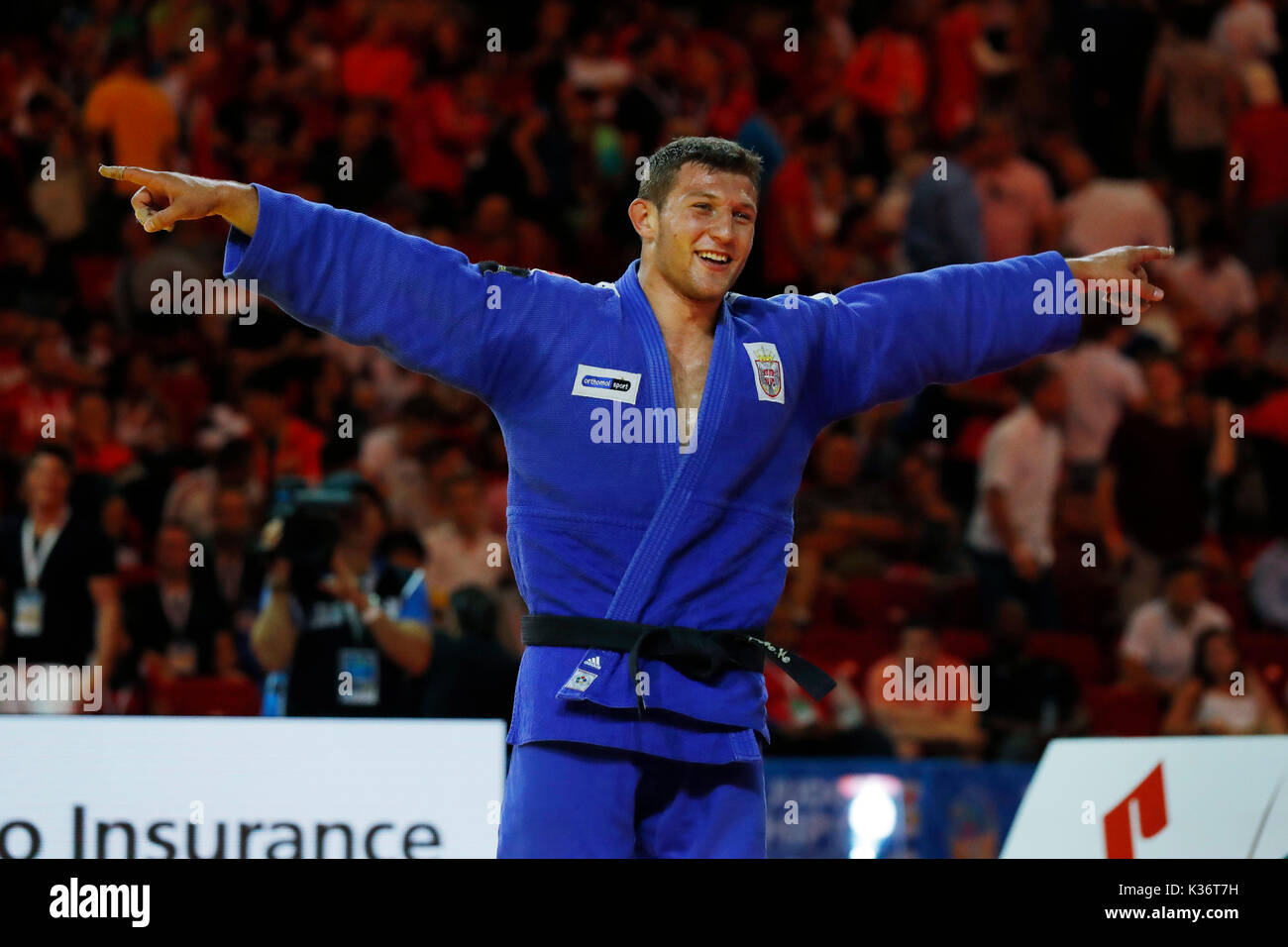 Budapest, Hongrie. Du 1er septembre 2017. Nemanja Majdov (SRB), 1 septembre 2017 - Judo : SUZUKI Budapest 2017 Championnat du monde de judo -90kg hommes match final au Sport Arena Budapest à Budapest, Hongrie. Credit : Yusuke Nakanishi/AFLO SPORT/Alamy Live News Banque D'Images