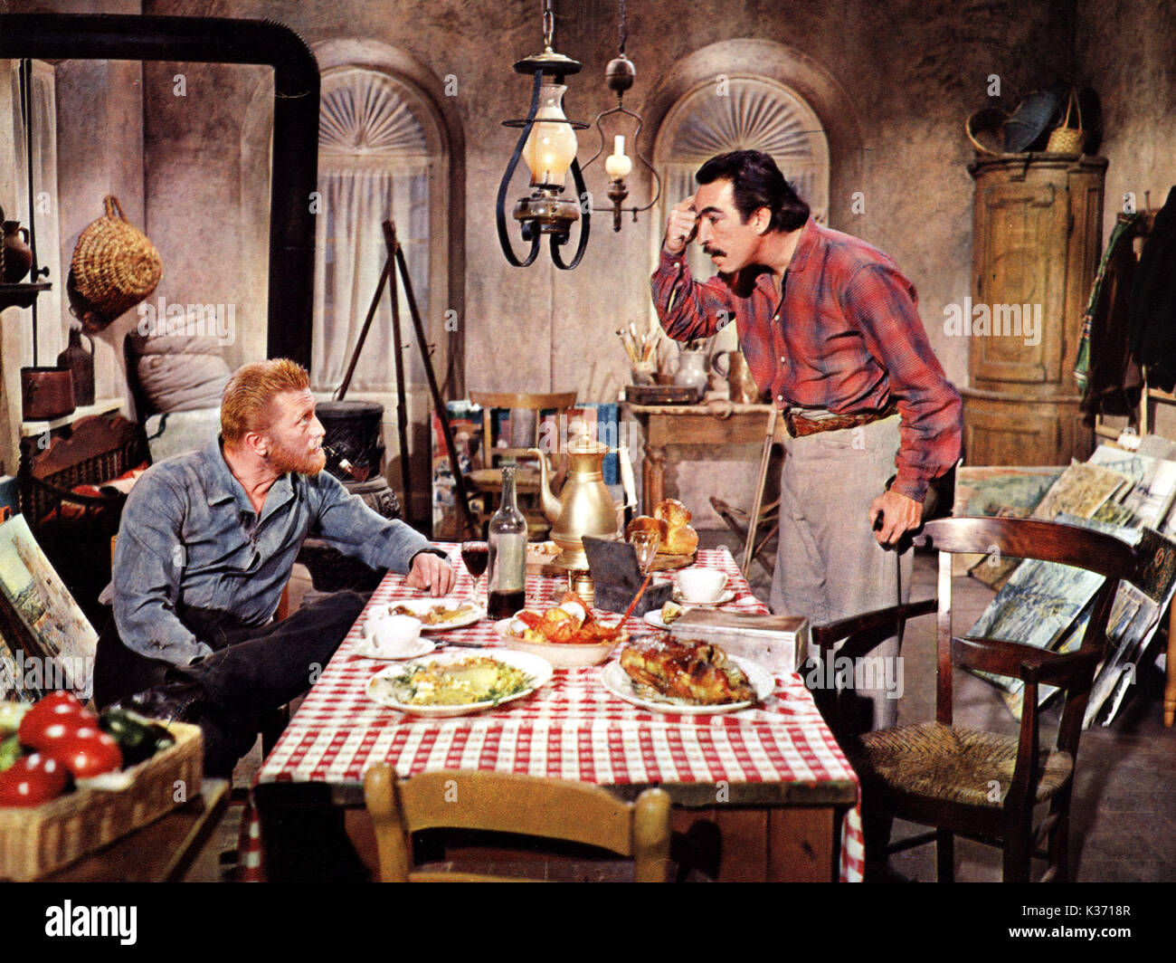 LUST FOR LIFE L-R, Kirk Douglas comme Vincent Van Gogh, Paul Gauguin, comme Anthony Quinn Banque D'Images