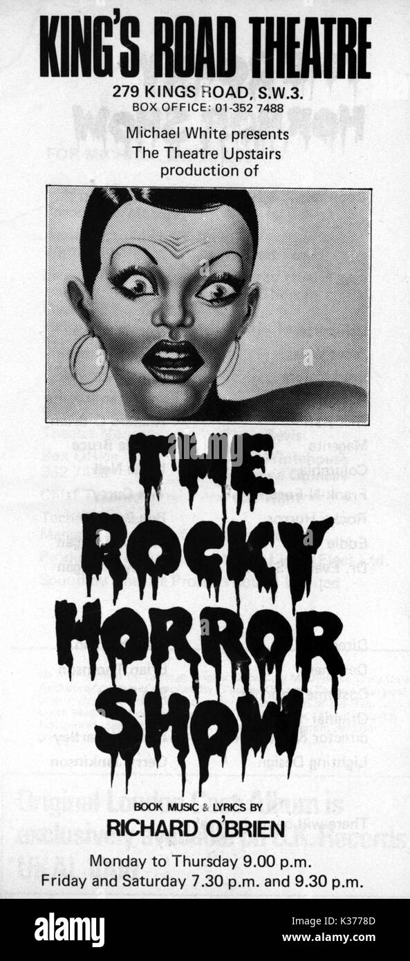 Le ROCKY HORROR SHOW THEATRE FLYER DE LA RONALD GRANT ARCHIVE Banque D'Images