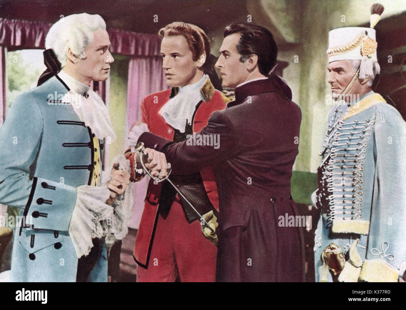 SCARAMOUCHE MEL FERRAR, RICHARD ANDERSON, STEWART GRANGER ET HENRY WILCOXON UN MGM PHOTO Date : 1952 Banque D'Images