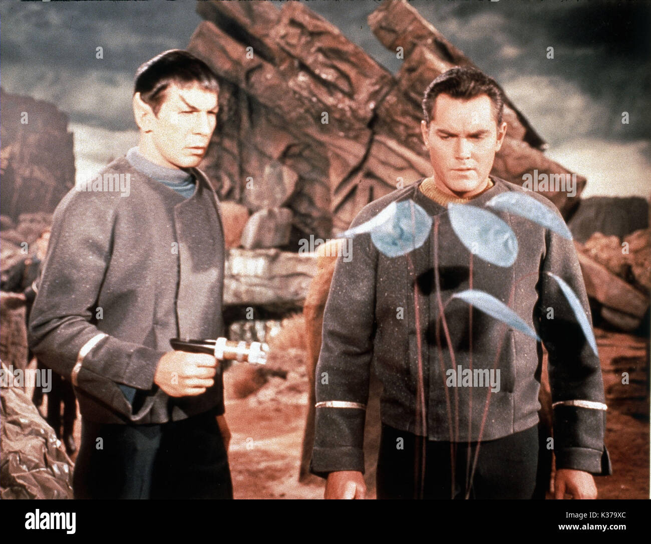 LEONARD NIMOY STAR TREK COMME M. Spock, JEFFREY HUNTER COMME LE Capitaine Christopher Pike Banque D'Images