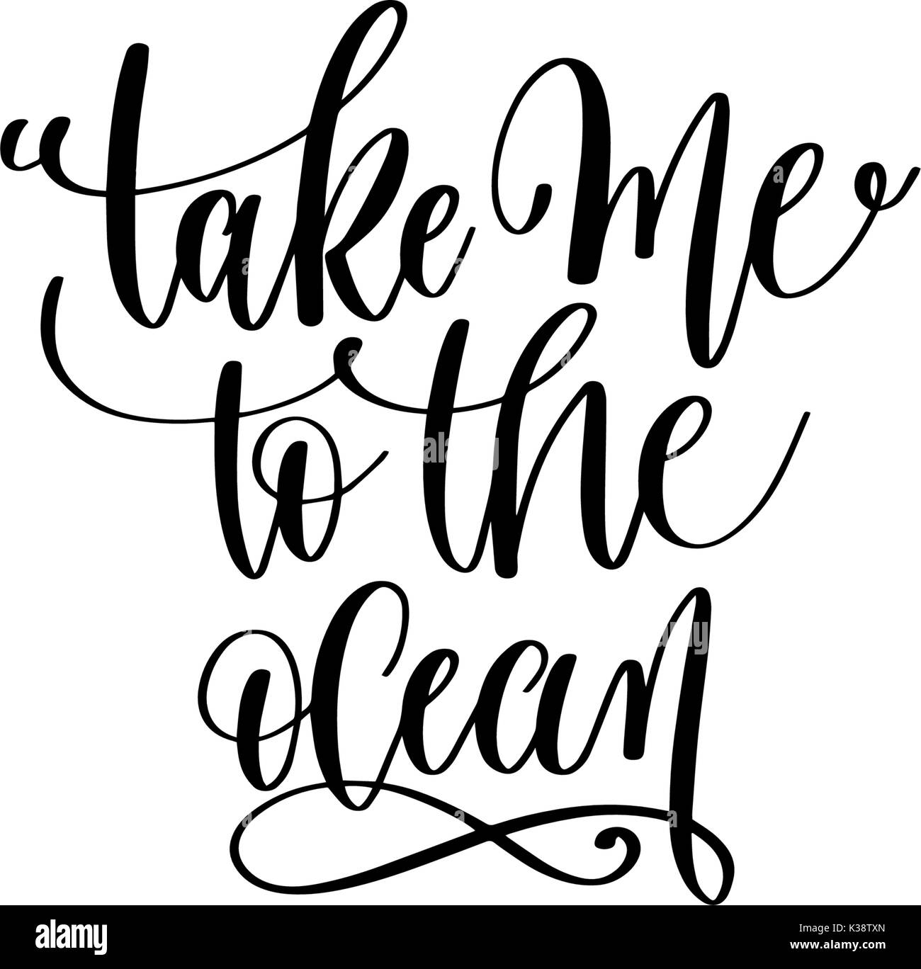 Me prendre à l'océan - lettrage main citation sur merma positive Illustration de Vecteur