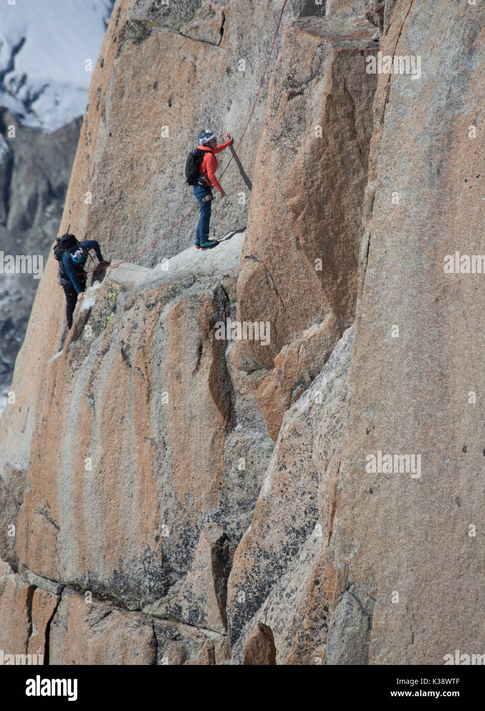 Aiguitte du midi, face sud, arrivée. Arrivée face sud Banque D'Images