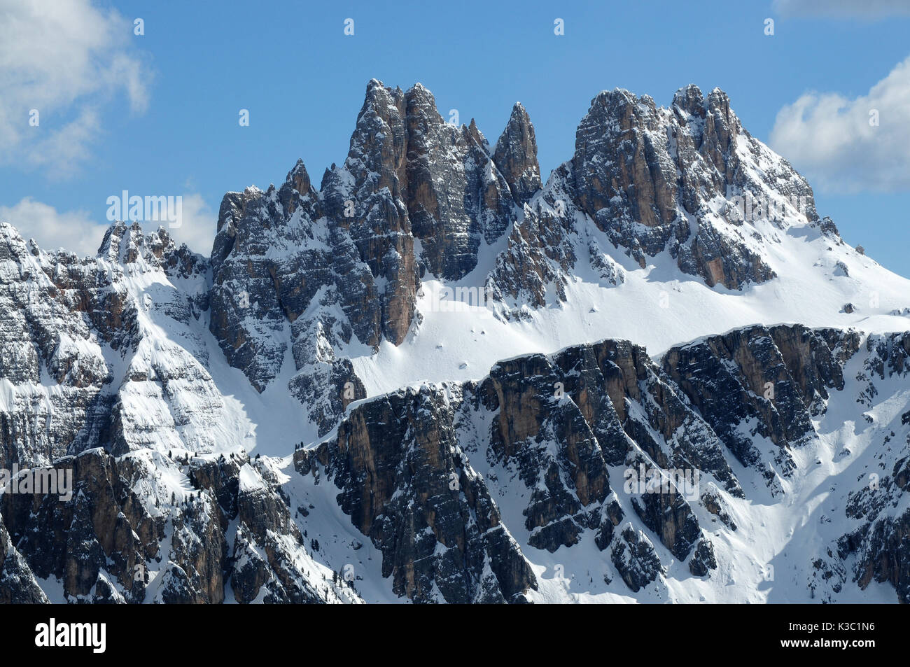 Croda da Lago & lastoni di a rapp groupe dans la saison d'hiver des dolomites, Veneto, Italie Banque D'Images