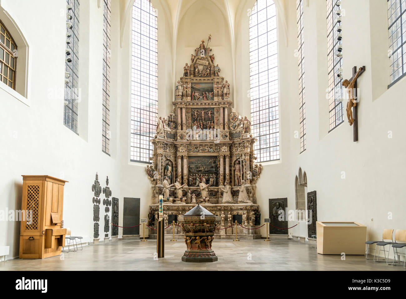 Épitaphe d'albâtre dans der Morizkirche à Coburg, Oberfranken, Bayern, Deutschland | albâtre Renaissance epitaph, Morizkirche, Cobourg, Franc supérieur Banque D'Images