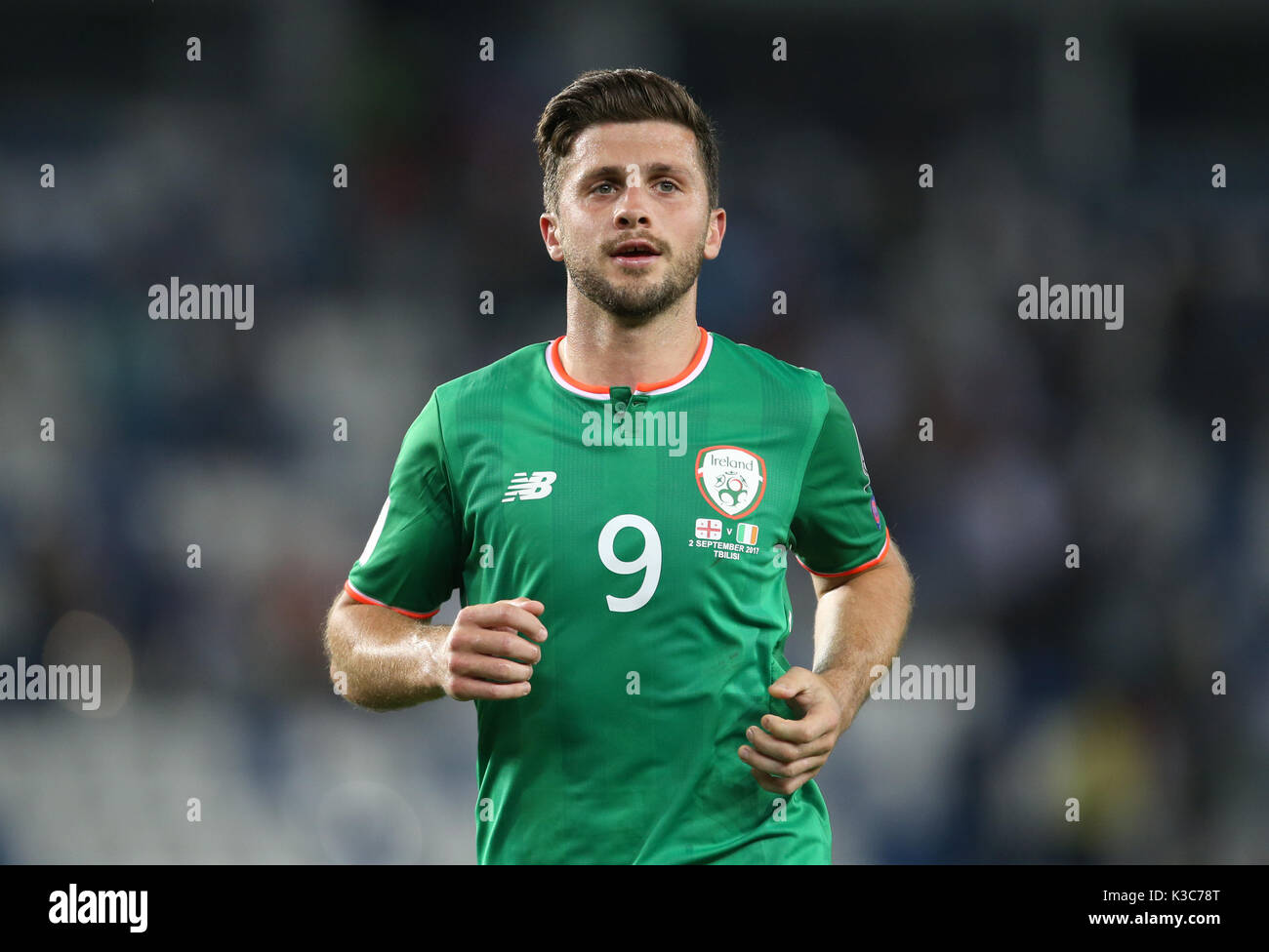 La République d'Irlande Shane long pendant la Coupe du Monde FIFA 2018, GROUPE D match de qualification au stade Boris Paichadze, Tbilissi. Banque D'Images