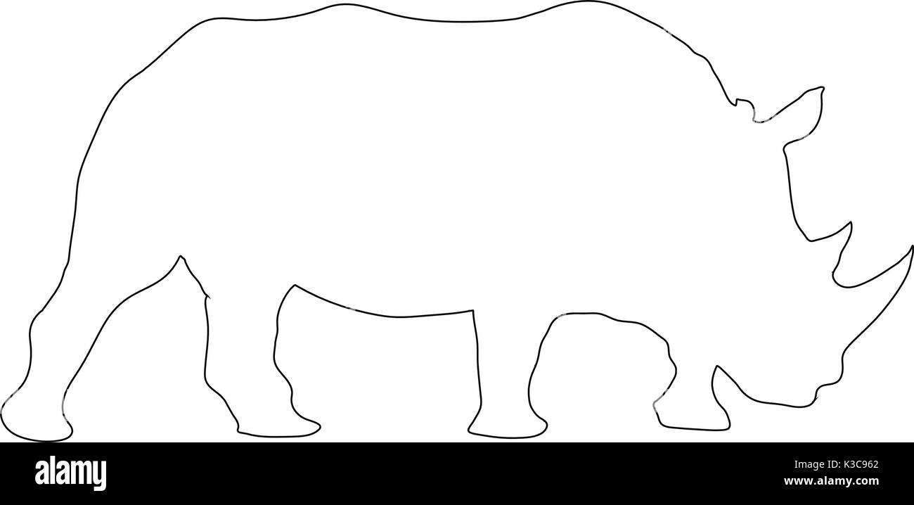 Les grandes lignes d'un rhinocéros africain Illustration de Vecteur