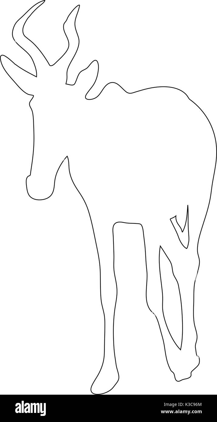 Les grandes lignes d'un bubale rouge africaine Illustration de Vecteur