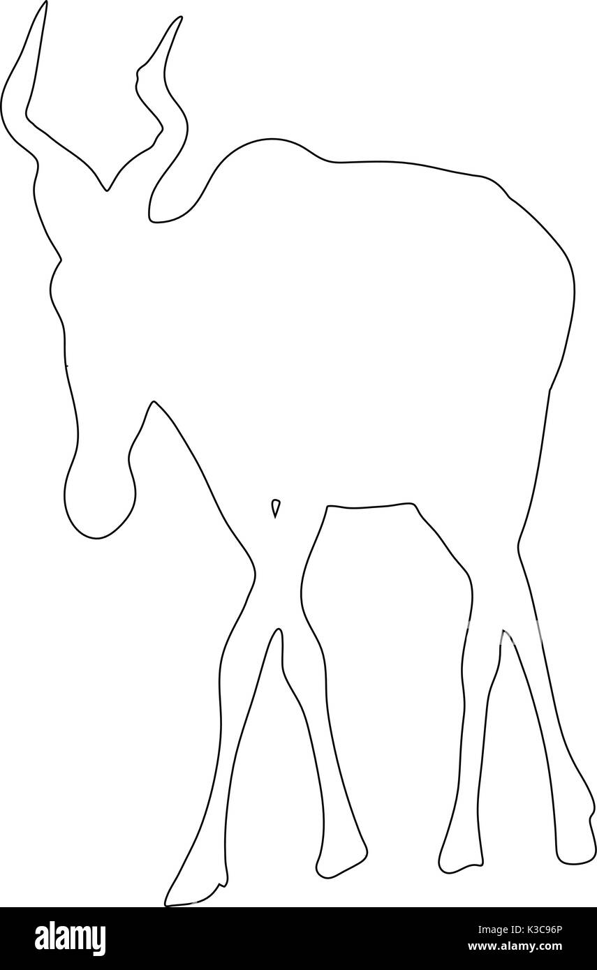 Les grandes lignes d'un bubale rouge africaine Illustration de Vecteur