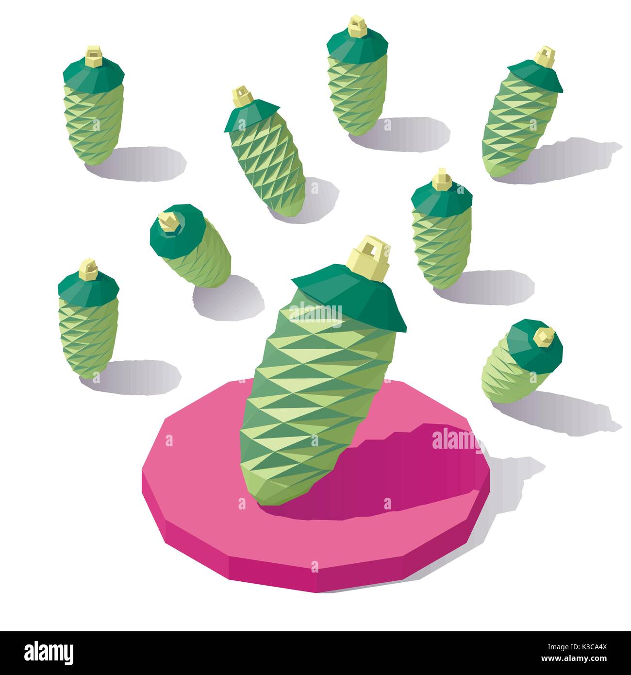 Lowpoly isométrique fir cone Illustration de Vecteur