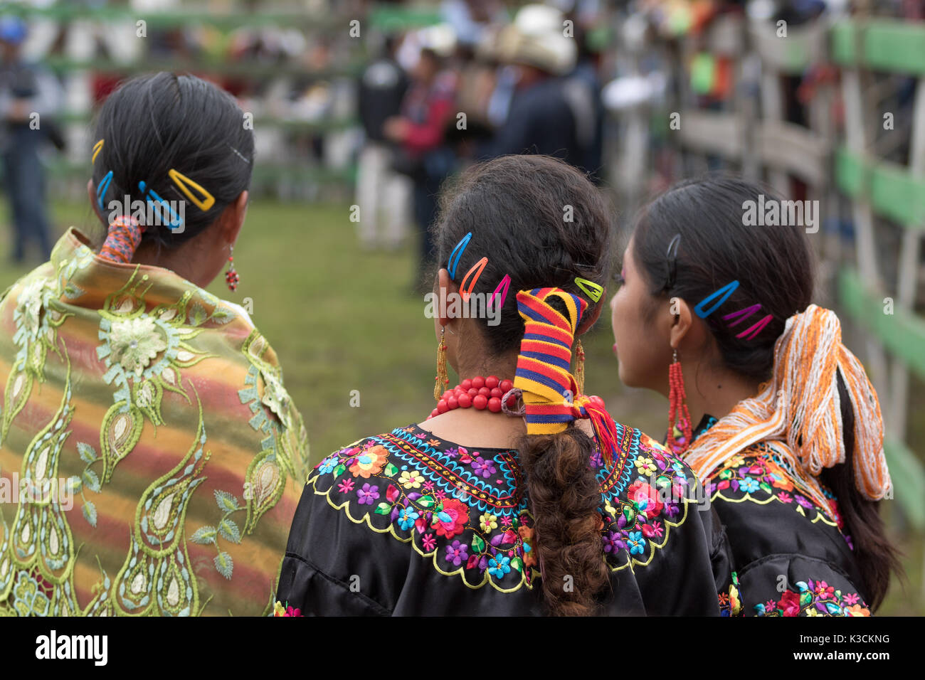 27 mai 2017, l'Équateur Sangolqui : femmes autochtones à un rodéo rurales dans les Andes Banque D'Images