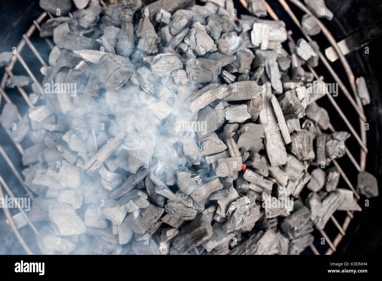 La combustion de charbon pour la cuisson barbecue extérieur Banque D'Images