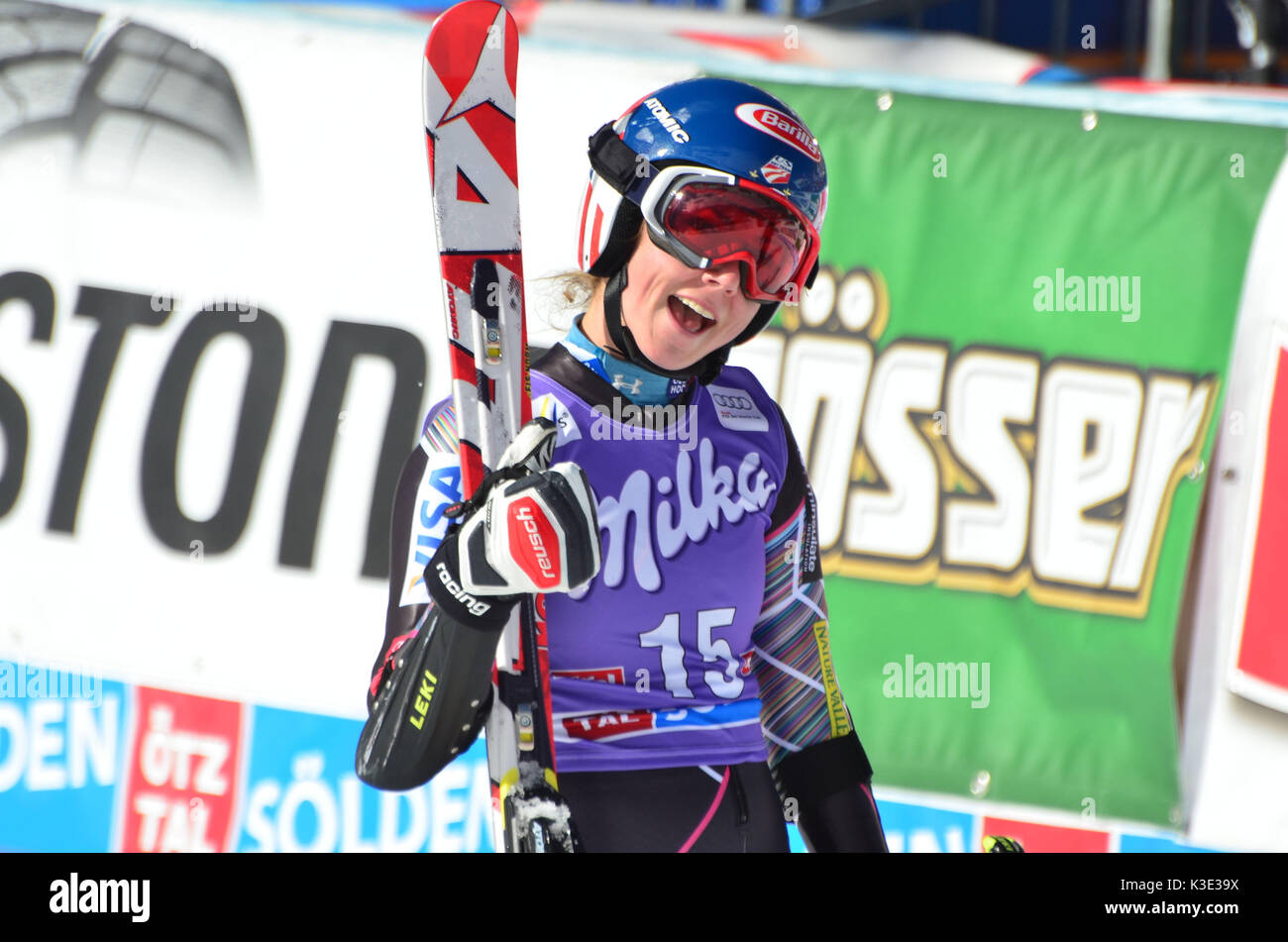 Ski, course de ski, coupe du monde de ski, ski raker, Mikaela Shiffrin, Etats-Unis, Banque D'Images