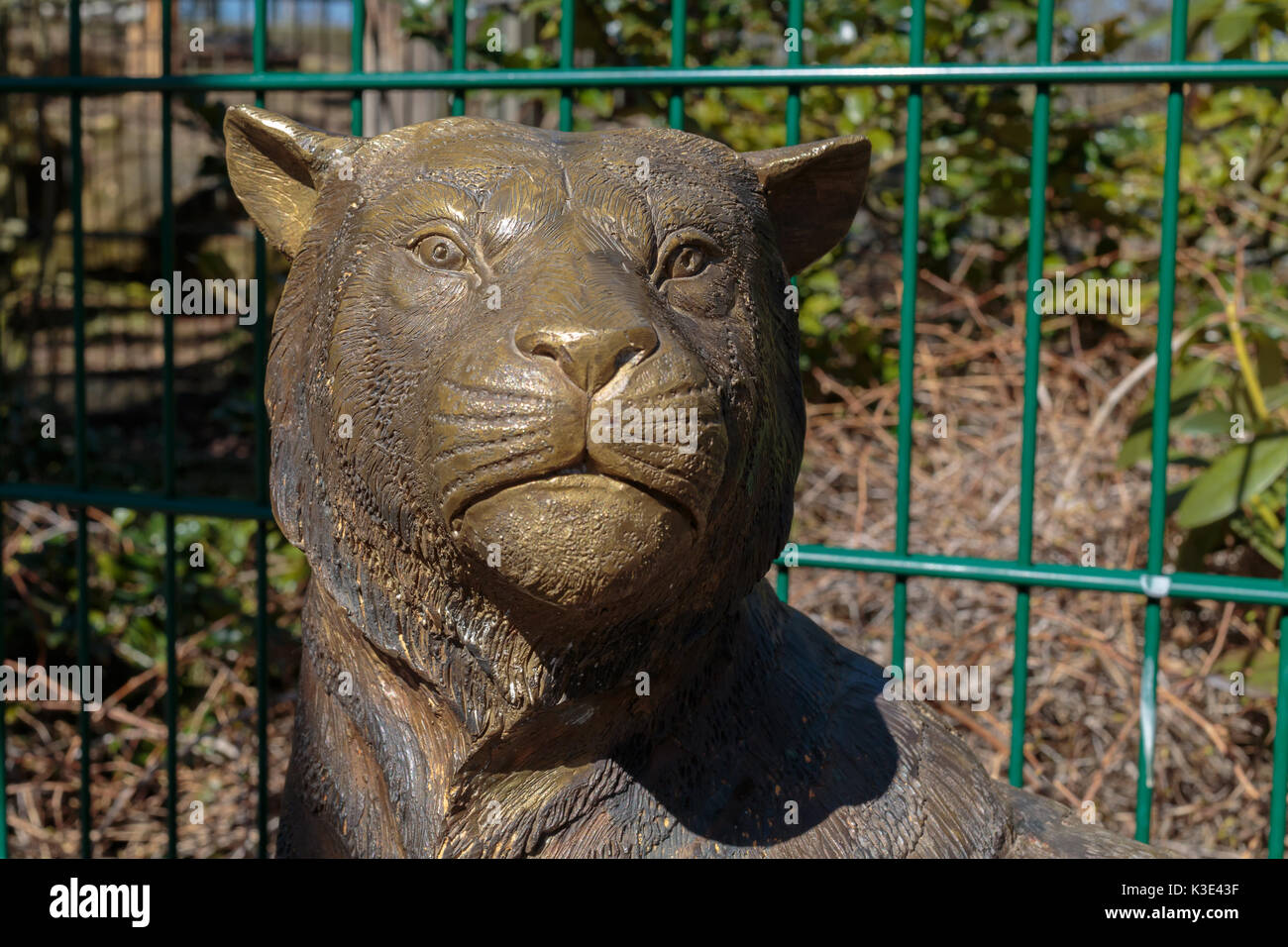 Monument de lions dans le zoo sur l'île de Korkeasaari Finlande Banque D'Images Monument de lions dans le zoo sur l'île de Korkeasaari Finlande Banque D'Images