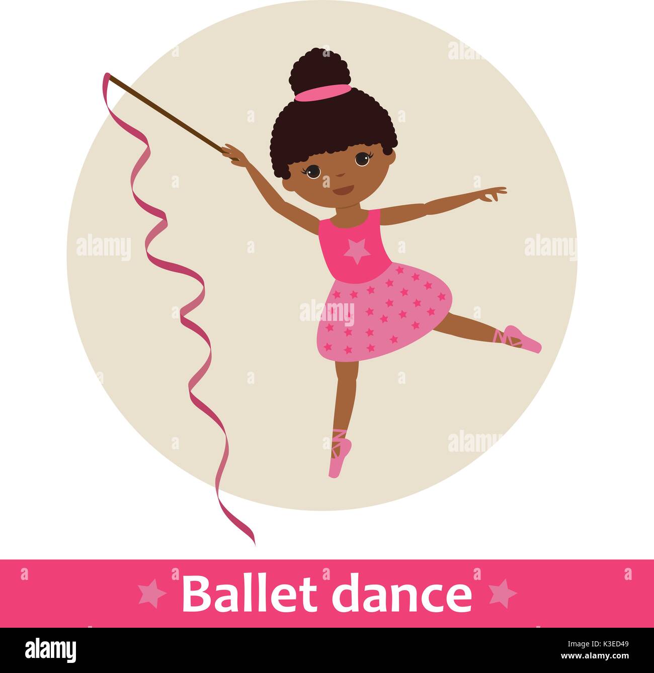 Ballerine africaine avec ruban rose Illustration de Vecteur