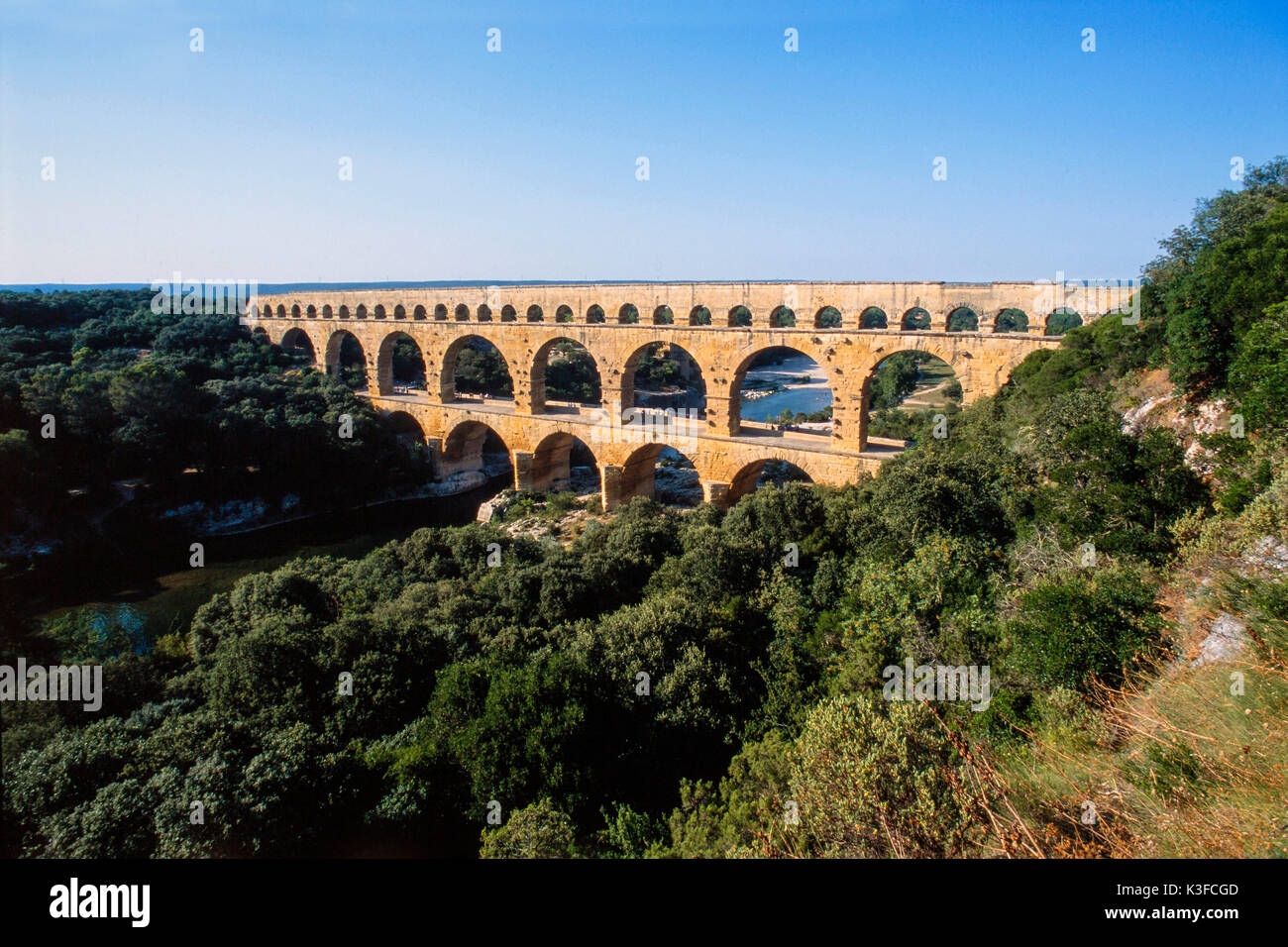 Le pont Pont du Gard, France du 1er siècle après J.-C. Banque D'Images