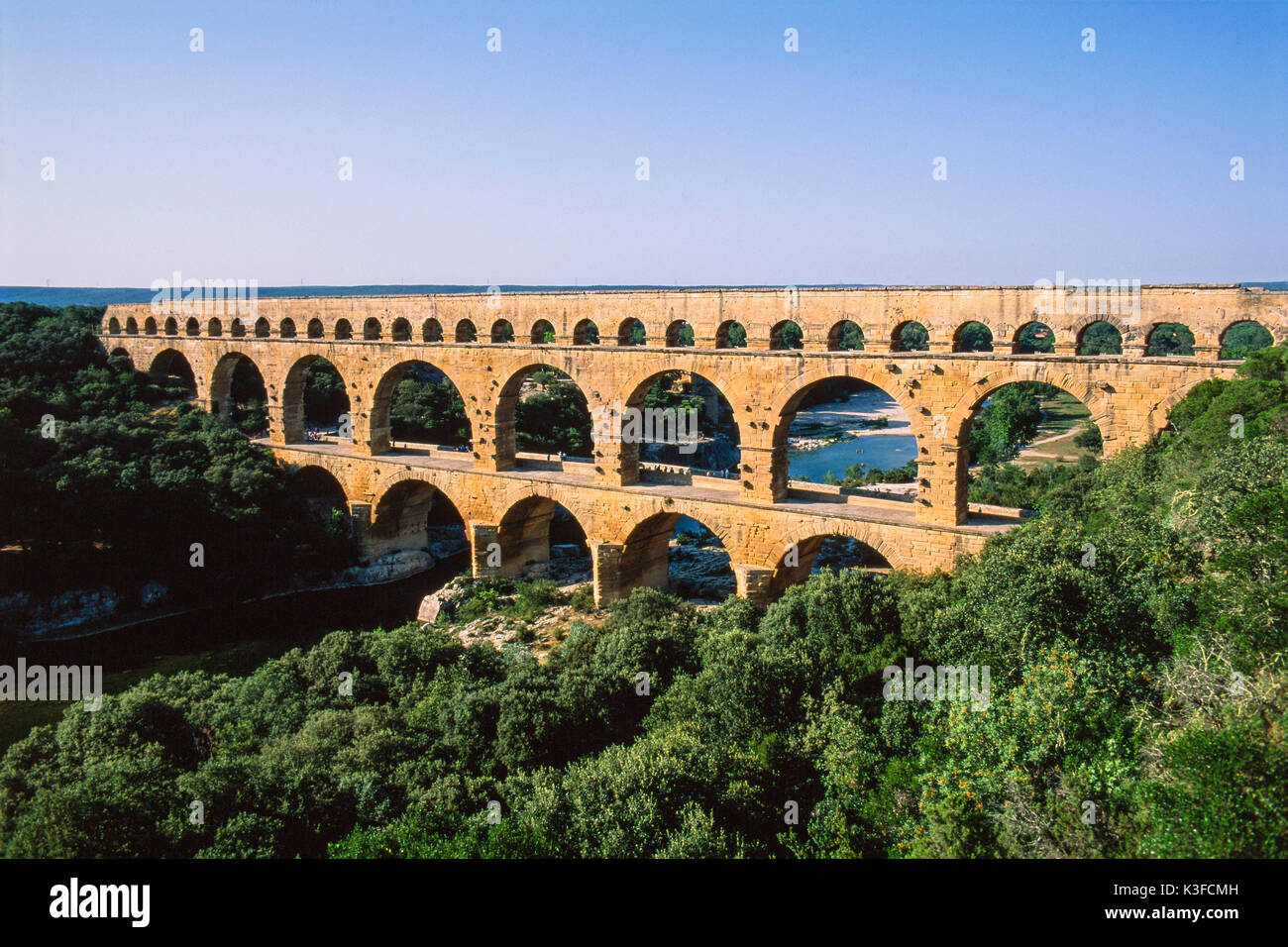 Le pont Pont du Gard, France du 1er siècle après J.-C. Banque D'Images