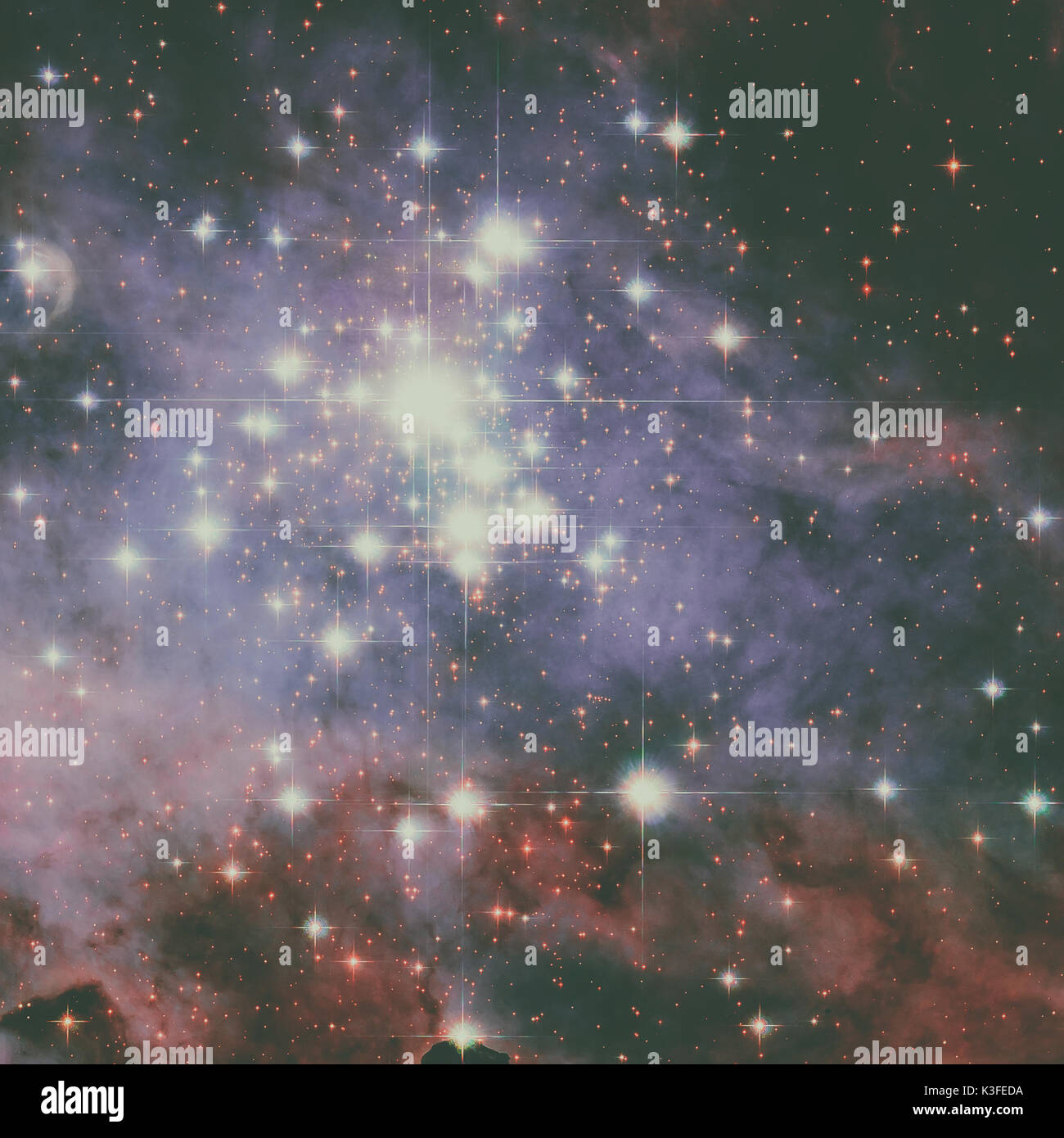 Trumpler 14 amas d'étoiles. L'un des plus grands rassemblements de sex, massive et lumineuse étoile dans la Voie lactée. Image couleurs retouchées. Éléments de Banque D'Images