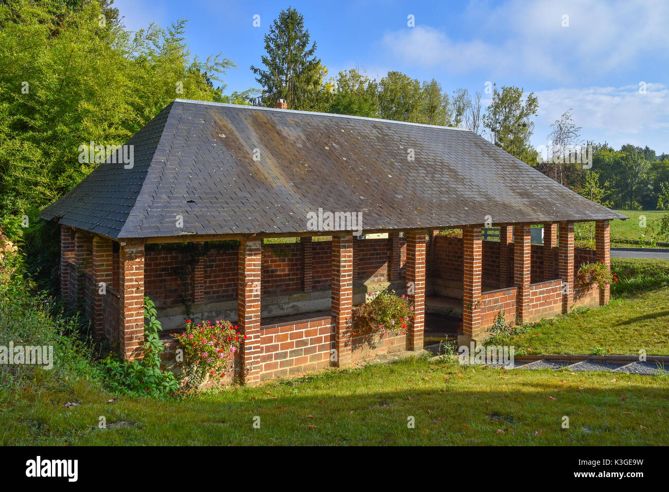 Lavoir Public (lavoir), Bossay-sur-Claise, France. Banque D'Images
