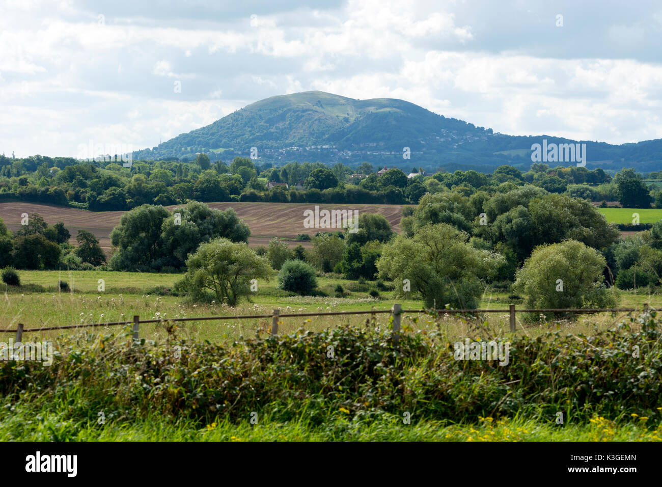 Vue vers les collines de Malvern de Broadwas, Worcestershire, Angleterre, RU Banque D'Images